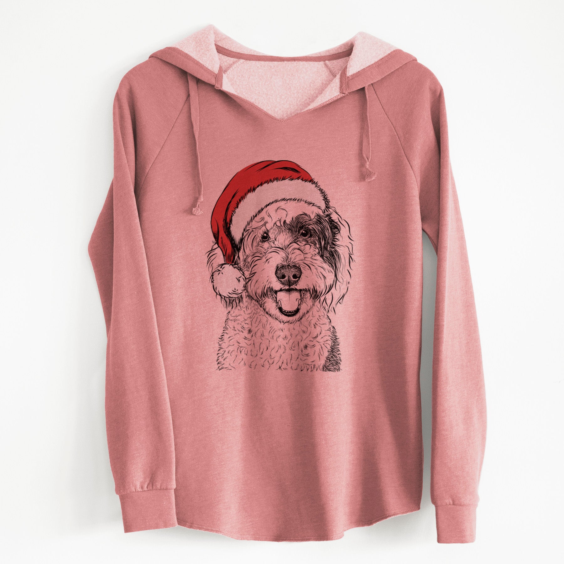 Santa Sherlock the Sheepadoodle - Cali Wave Hooded Sweatshirt