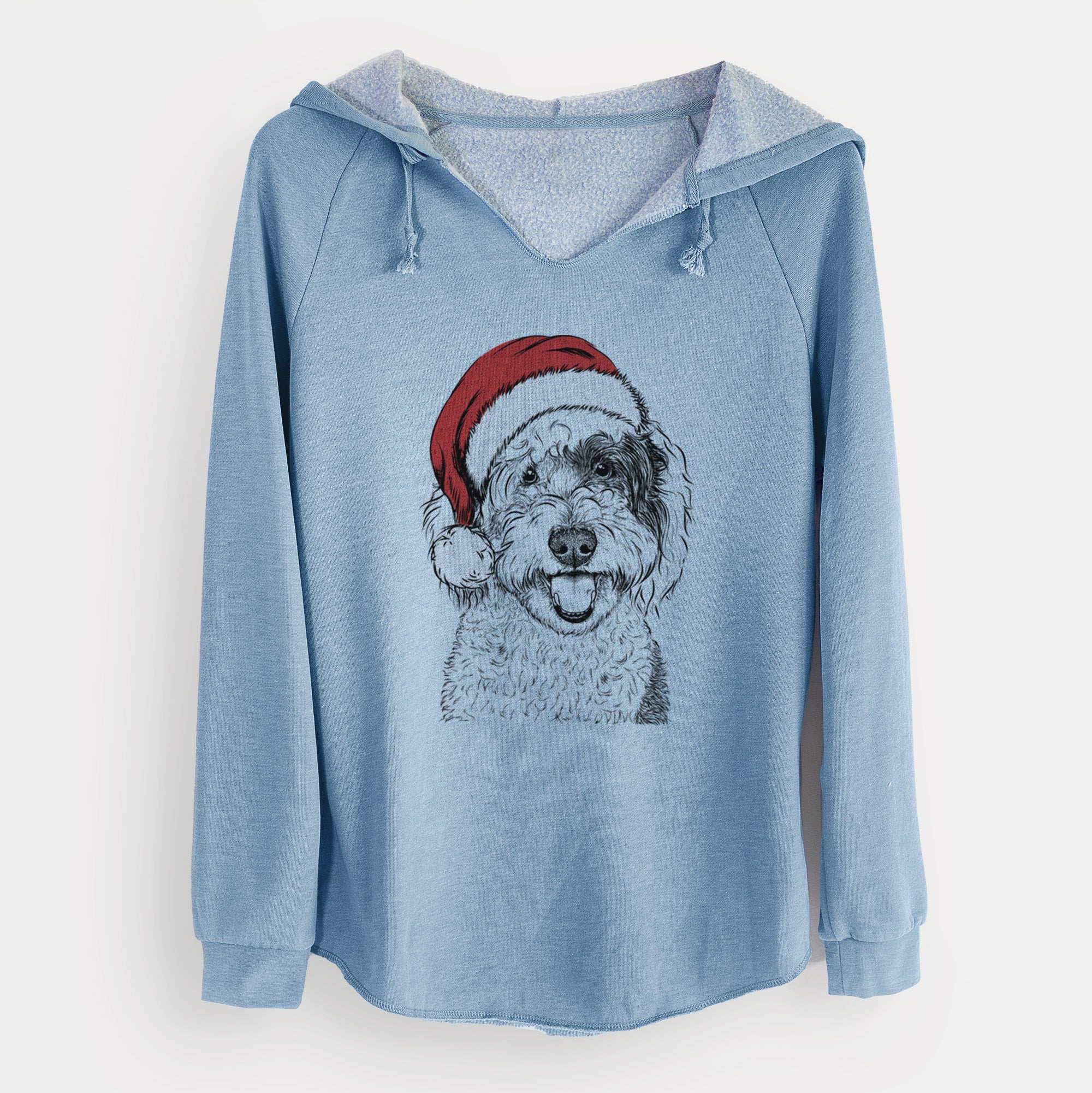 Santa Sherlock the Sheepadoodle - Cali Wave Hooded Sweatshirt