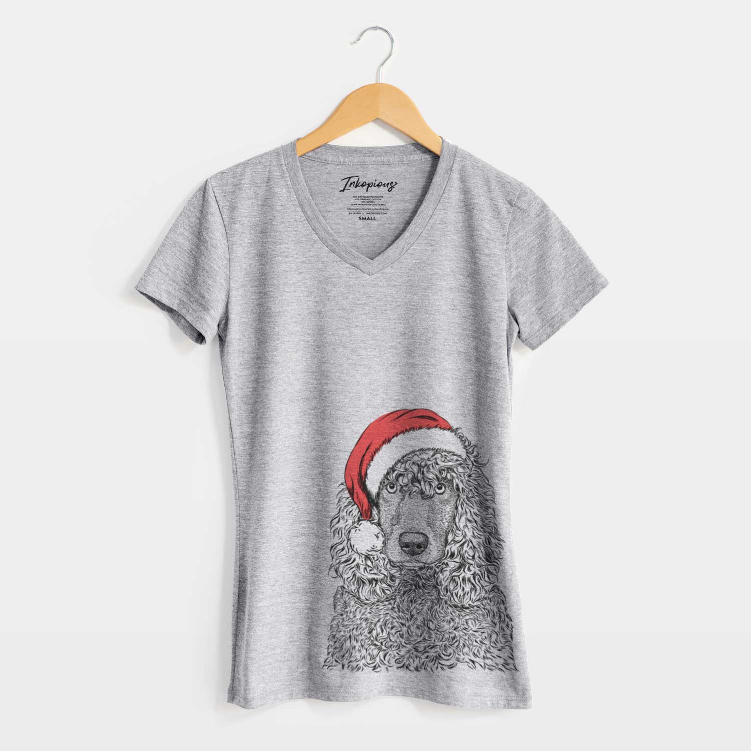 Santa Shilo the Irish Water Spaniel - Women's V-neck Shirt