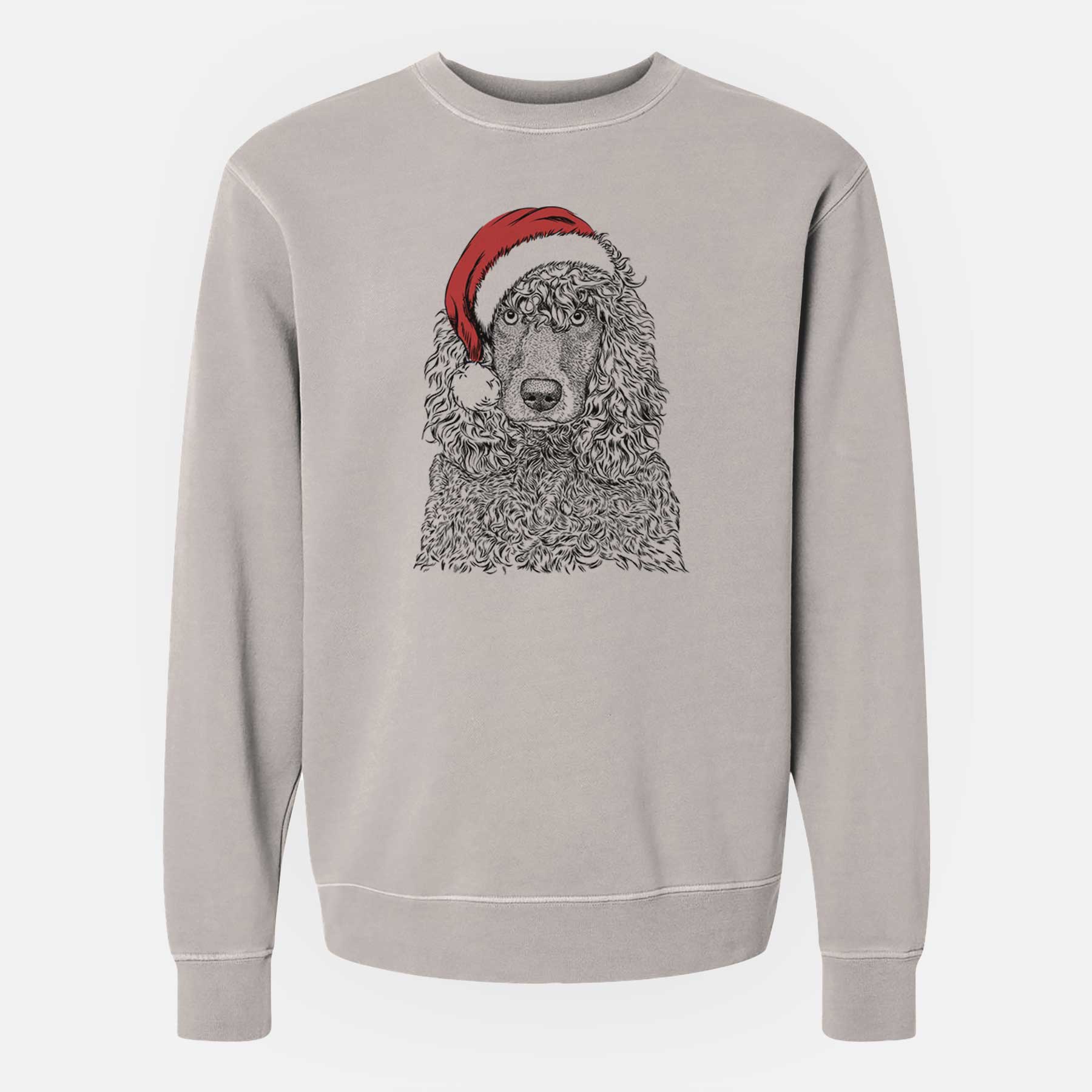 Santa Shilo the Irish Water Spaniel - Unisex Pigment Dyed Crew Sweatshirt