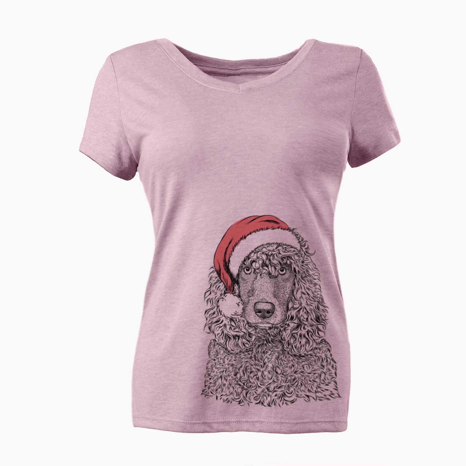 Santa Shilo the Irish Water Spaniel - Women's V-neck Shirt