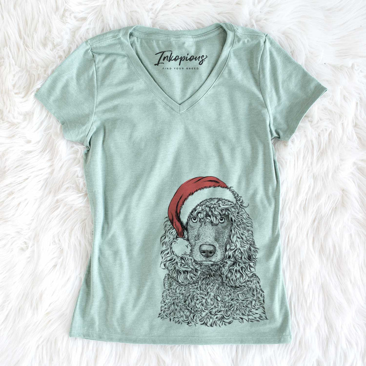 Santa Shilo the Irish Water Spaniel - Women&#39;s V-neck Shirt