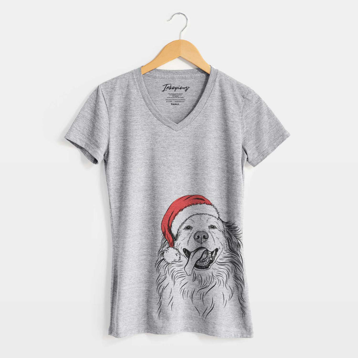 Santa Shooter the Golden Retriever - Women's V-neck Shirt
