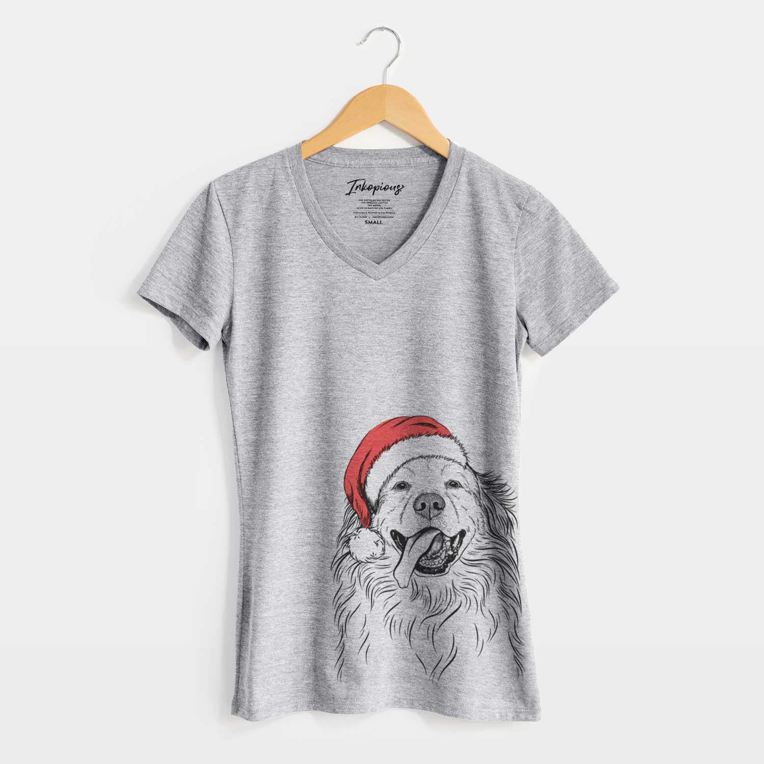 Santa Shooter the Golden Retriever - Women's V-neck Shirt