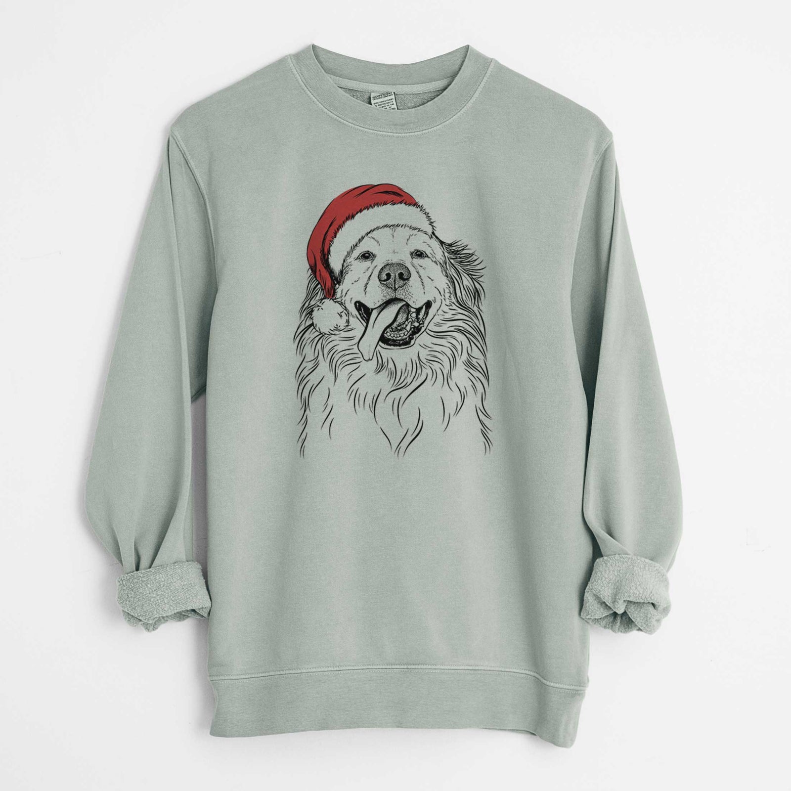 Santa Shooter the Golden Retriever - Unisex Pigment Dyed Crew Sweatshirt