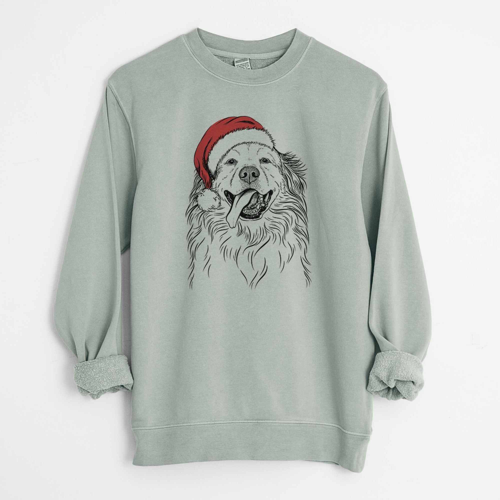 Santa Shooter the Golden Retriever - Unisex Pigment Dyed Crew Sweatshirt