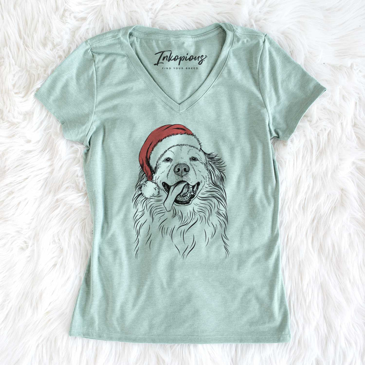 Santa Shooter the Golden Retriever - Women's V-neck Shirt