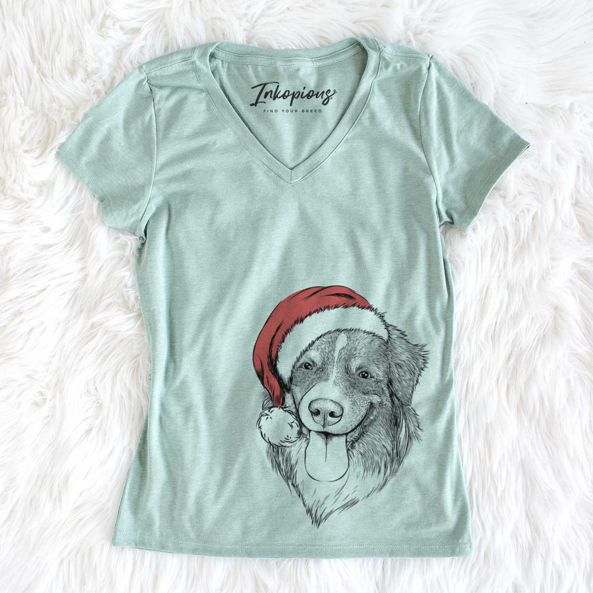 Santa Siena the Australian Shepherd - Women&#39;s V-neck Shirt