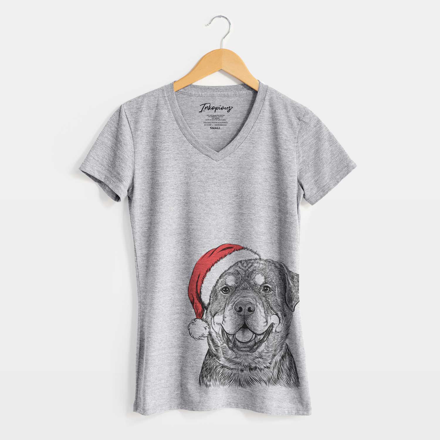 Santa Sig the Rottweiler - Women's V-neck Shirt