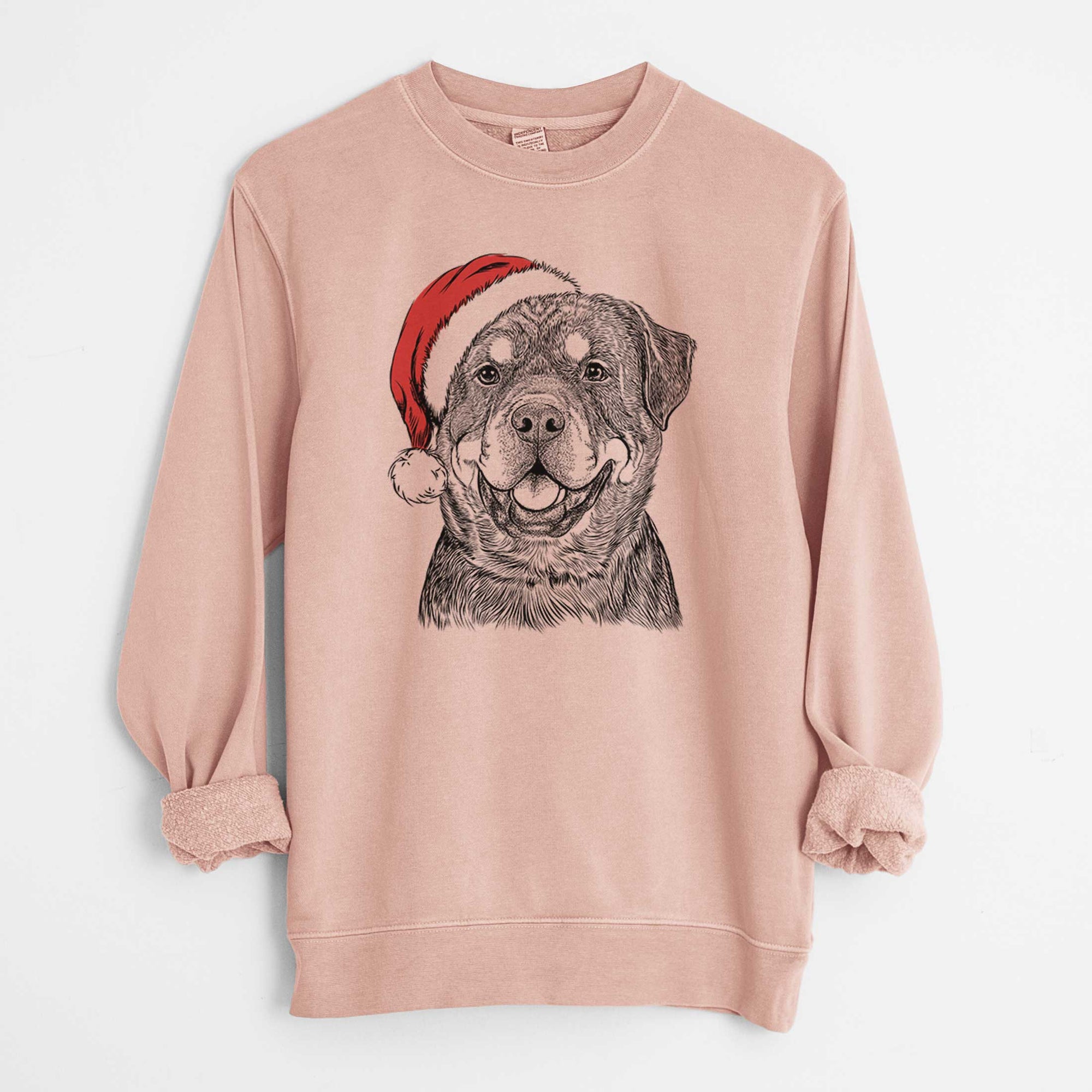 Santa Sig the Rottweiler - Unisex Pigment Dyed Crew Sweatshirt