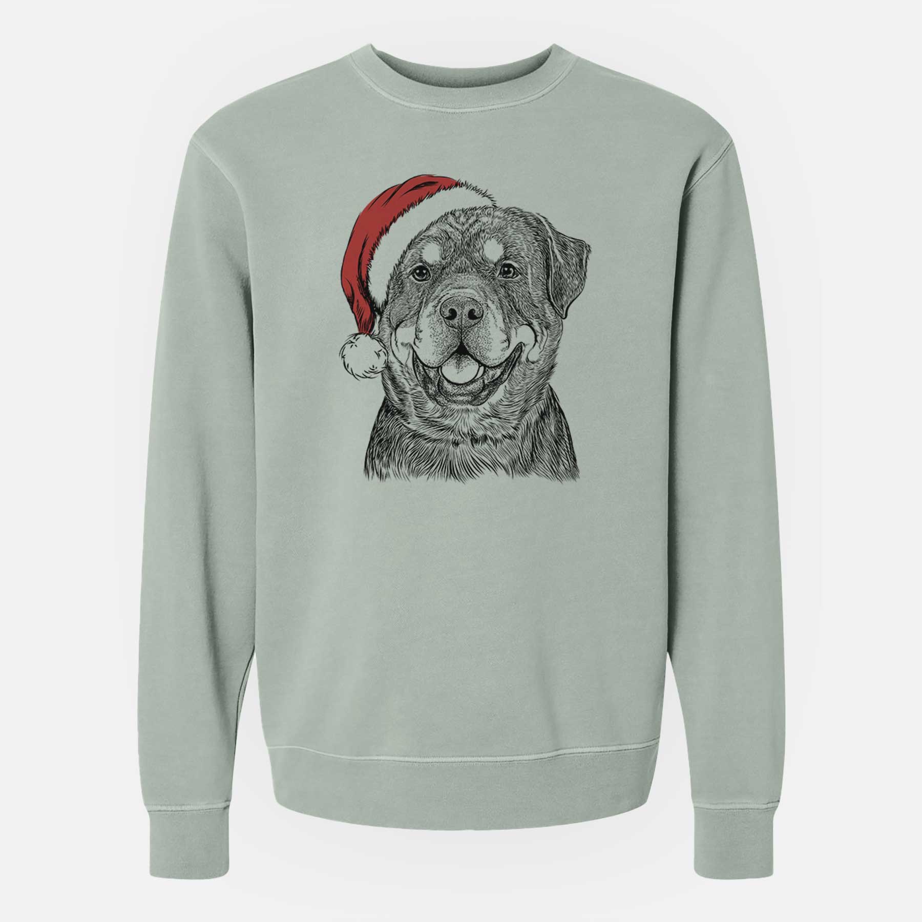 Santa Sig the Rottweiler - Unisex Pigment Dyed Crew Sweatshirt