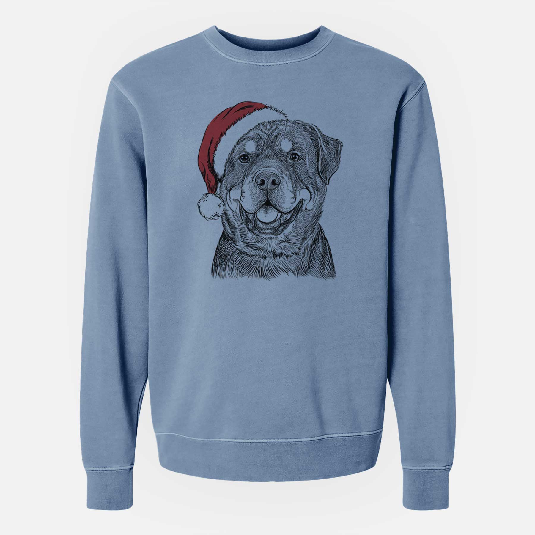 Santa Sig the Rottweiler - Unisex Pigment Dyed Crew Sweatshirt