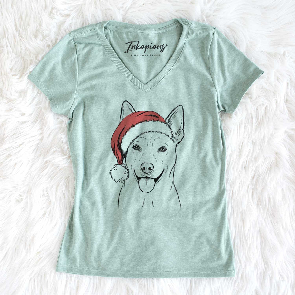 Santa Silly Lilly the Mixed Breed - Women's V-neck Shirt