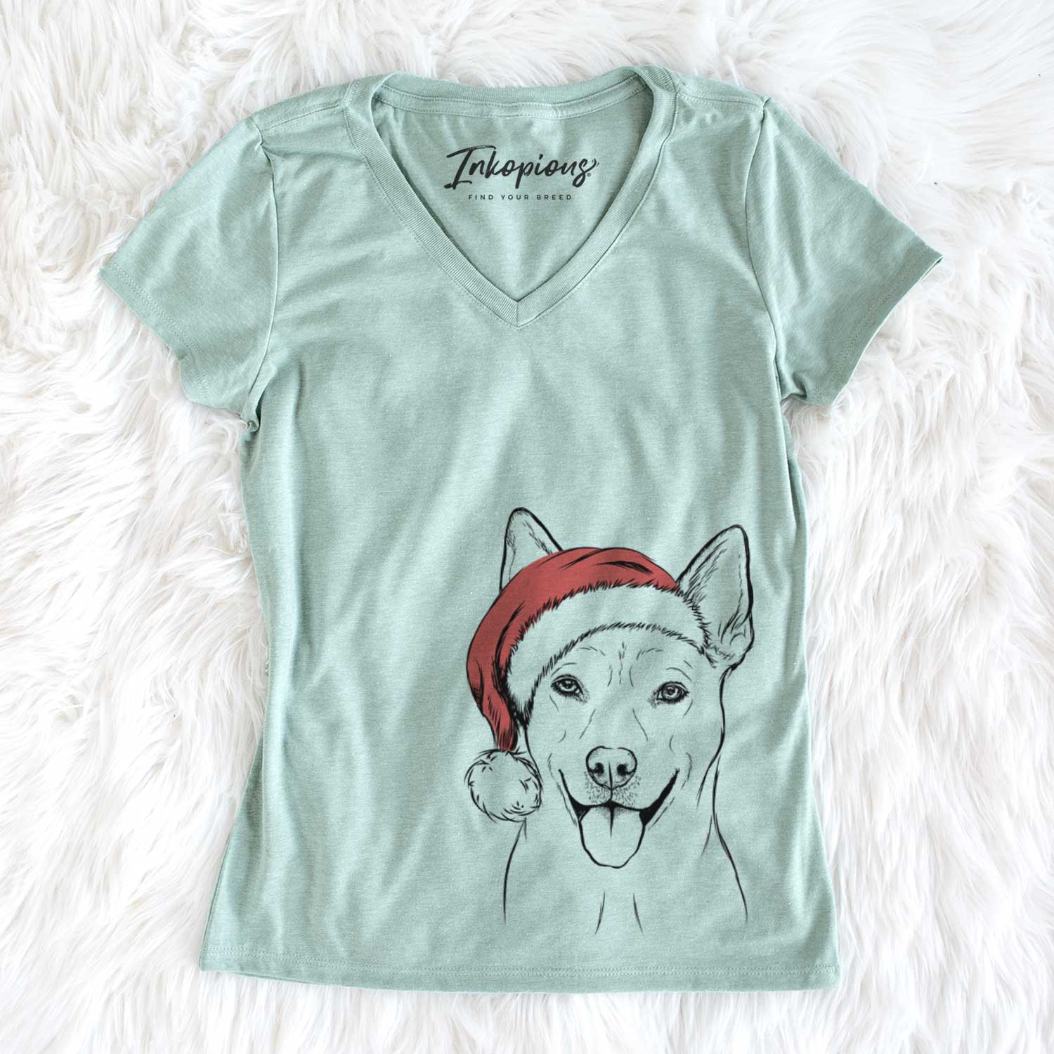 Santa Silly Lilly the Mixed Breed - Women's V-neck Shirt