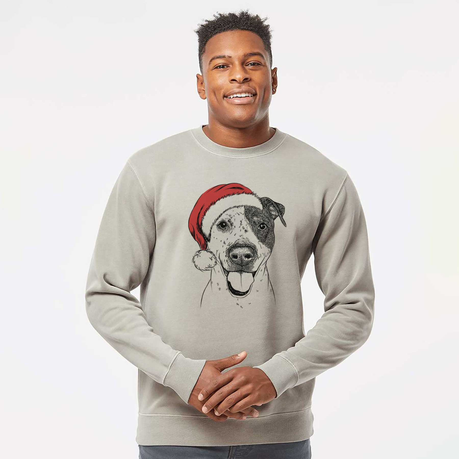 Santa Simon the Mixed Breed - Unisex Pigment Dyed Crew Sweatshirt