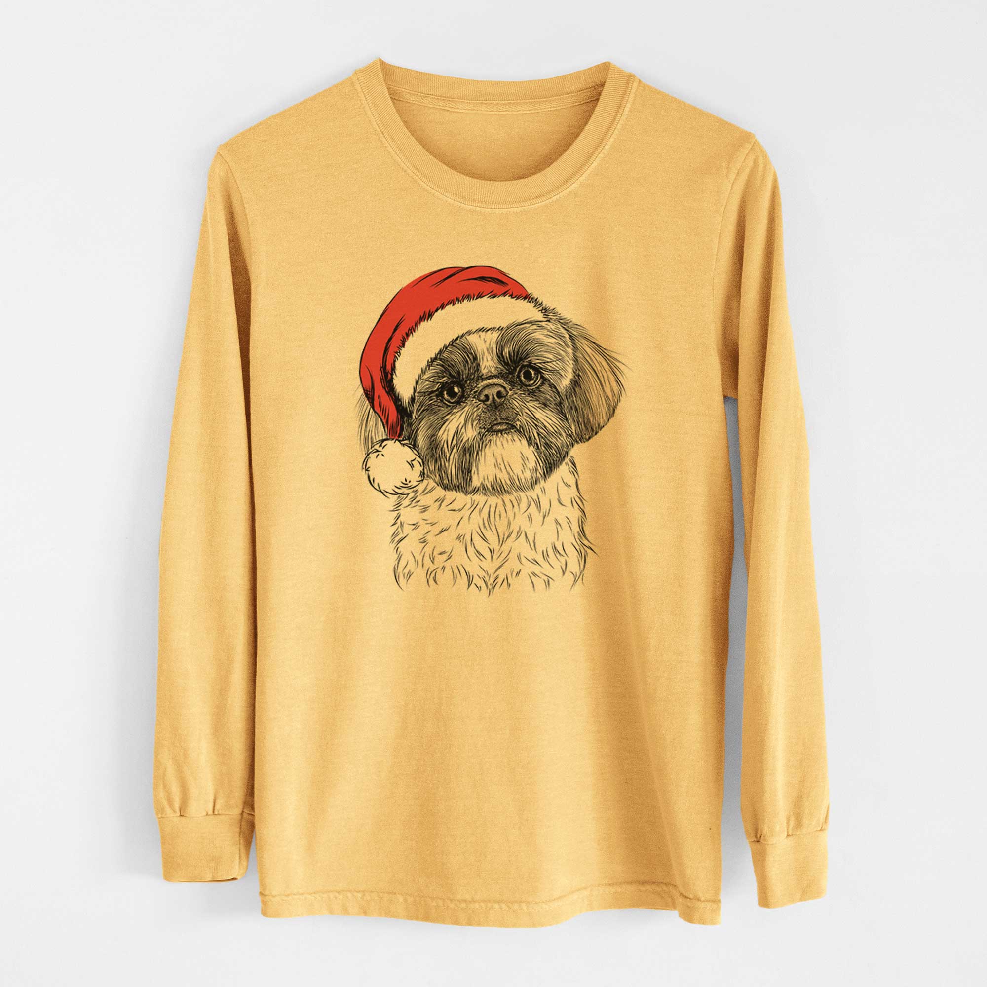 Santa Simon the Shih Tzu - Heavyweight 100% Cotton Long Sleeve
