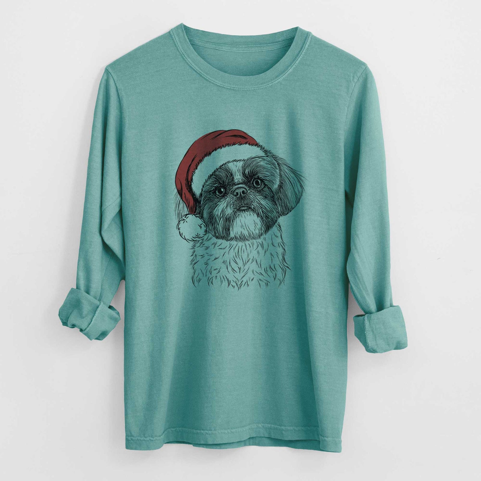 Santa Simon the Shih Tzu - Heavyweight 100% Cotton Long Sleeve