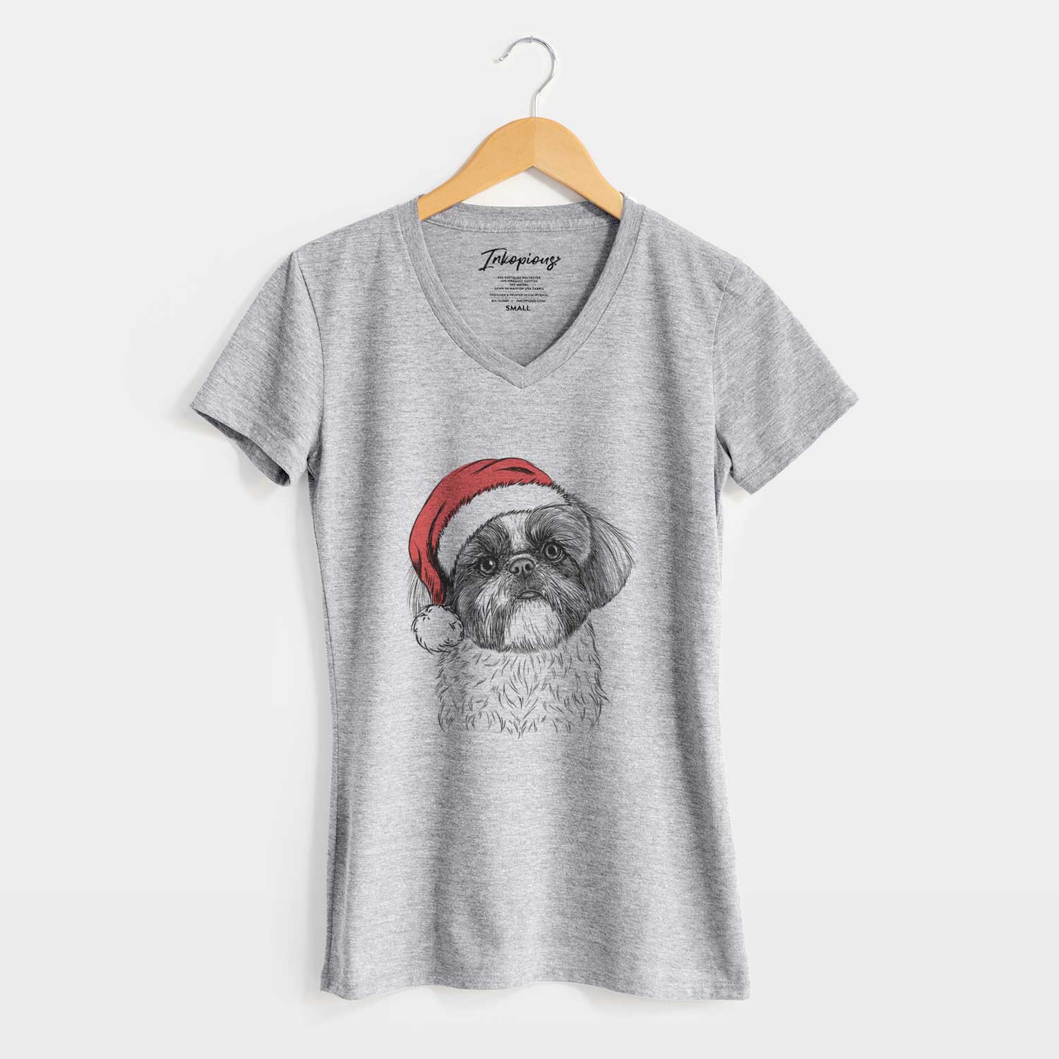 Santa Simon the Shih Tzu - Women's V-neck Shirt