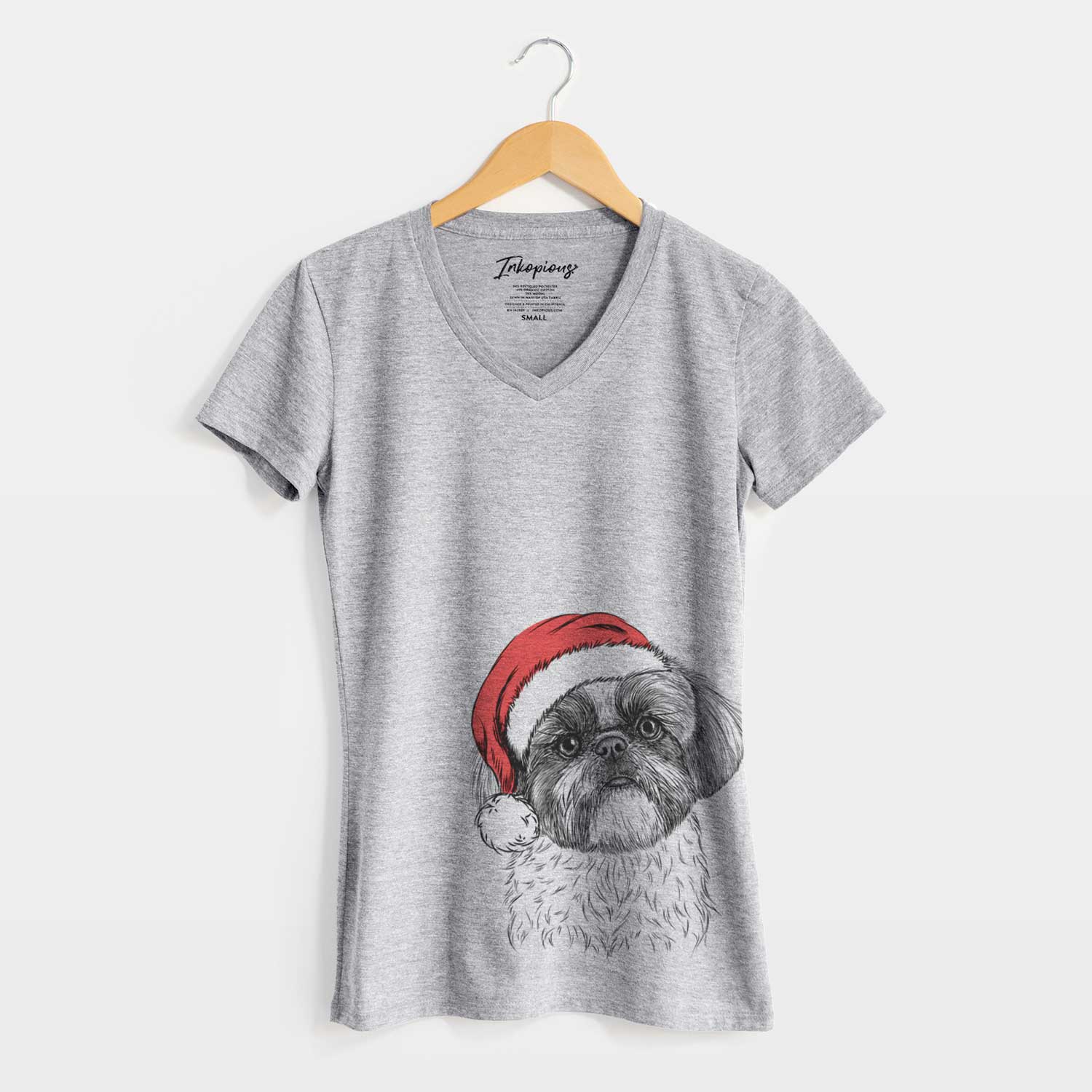 Santa Simon the Shih Tzu - Women's V-neck Shirt