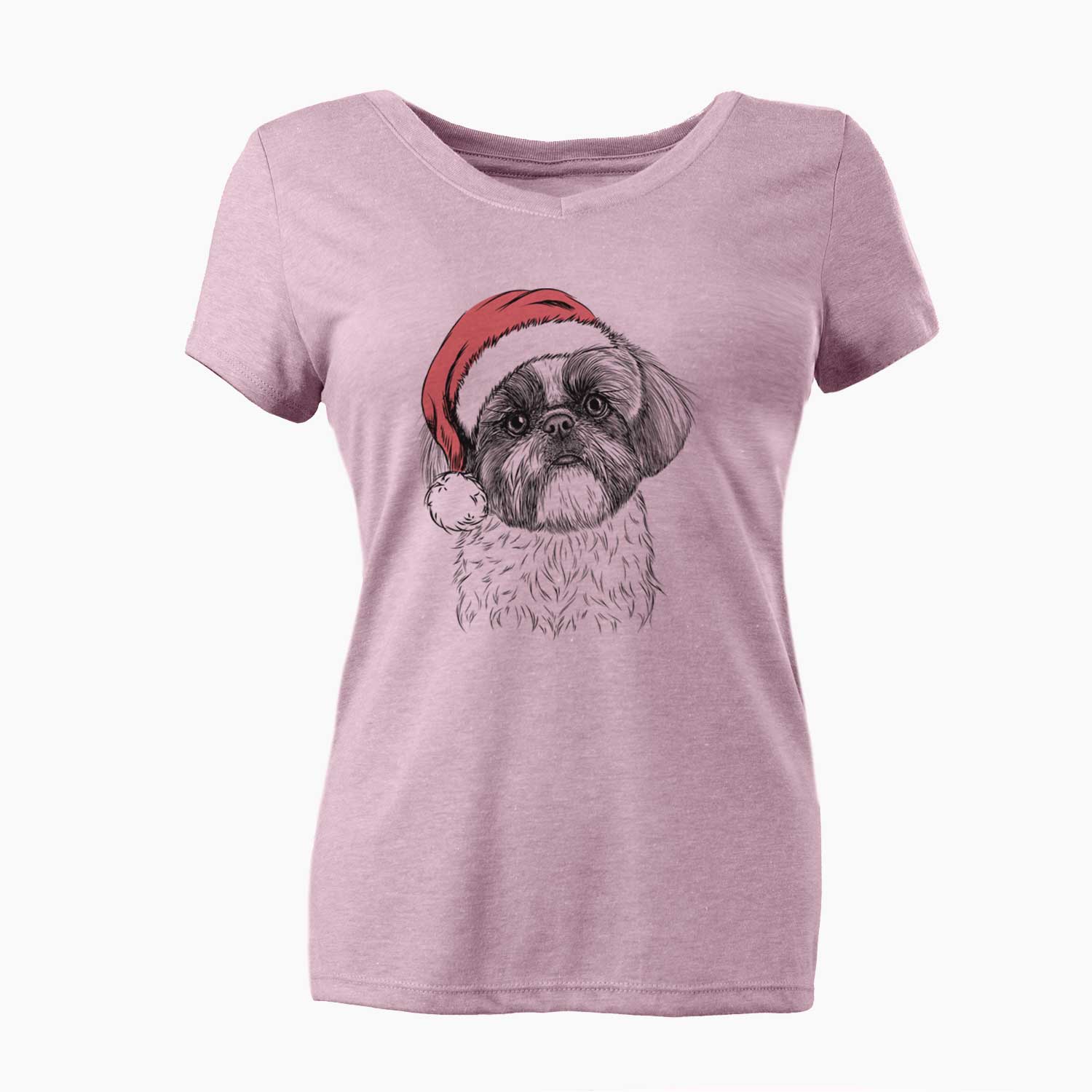 Santa Simon the Shih Tzu - Women's V-neck Shirt