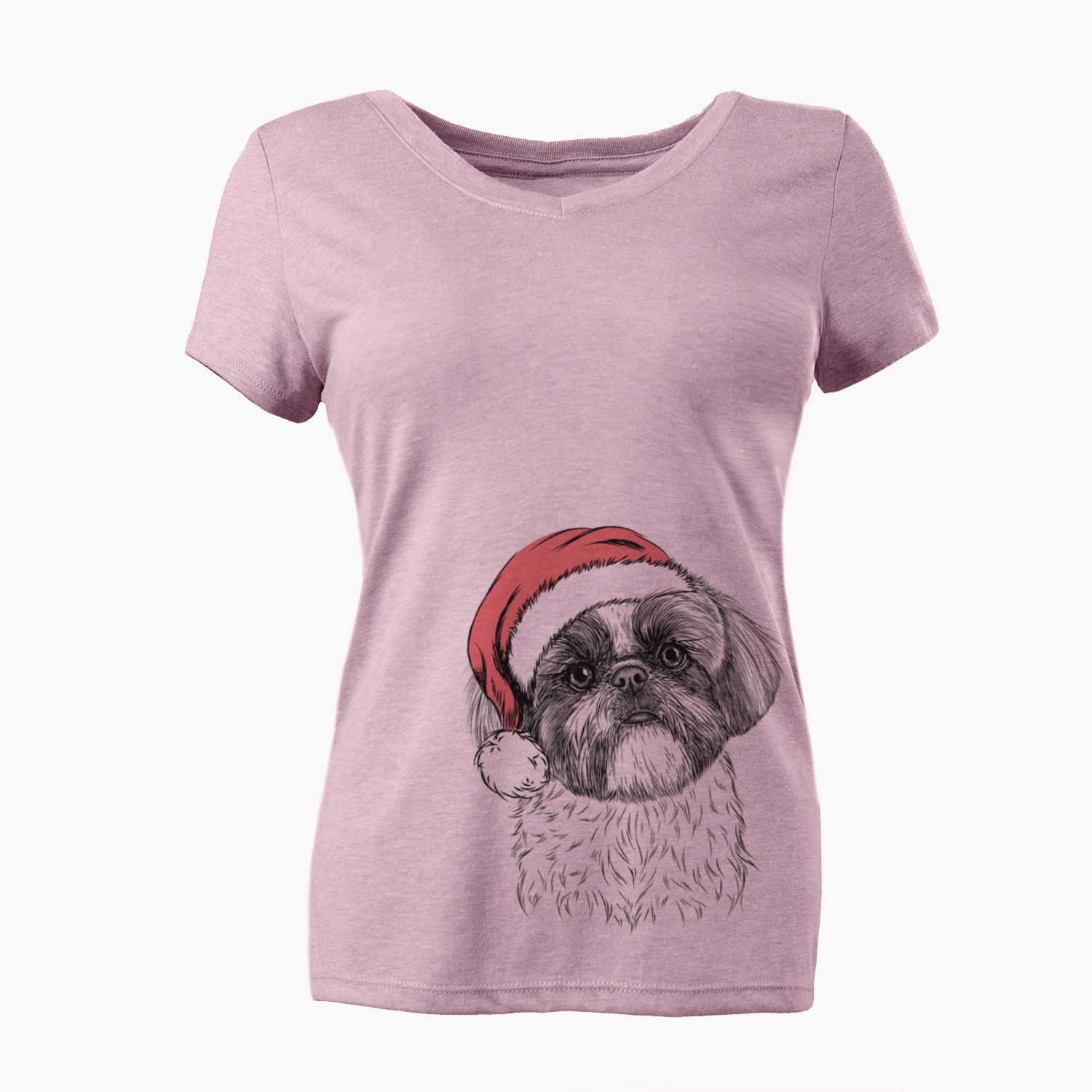 Santa Simon the Shih Tzu - Women's V-neck Shirt