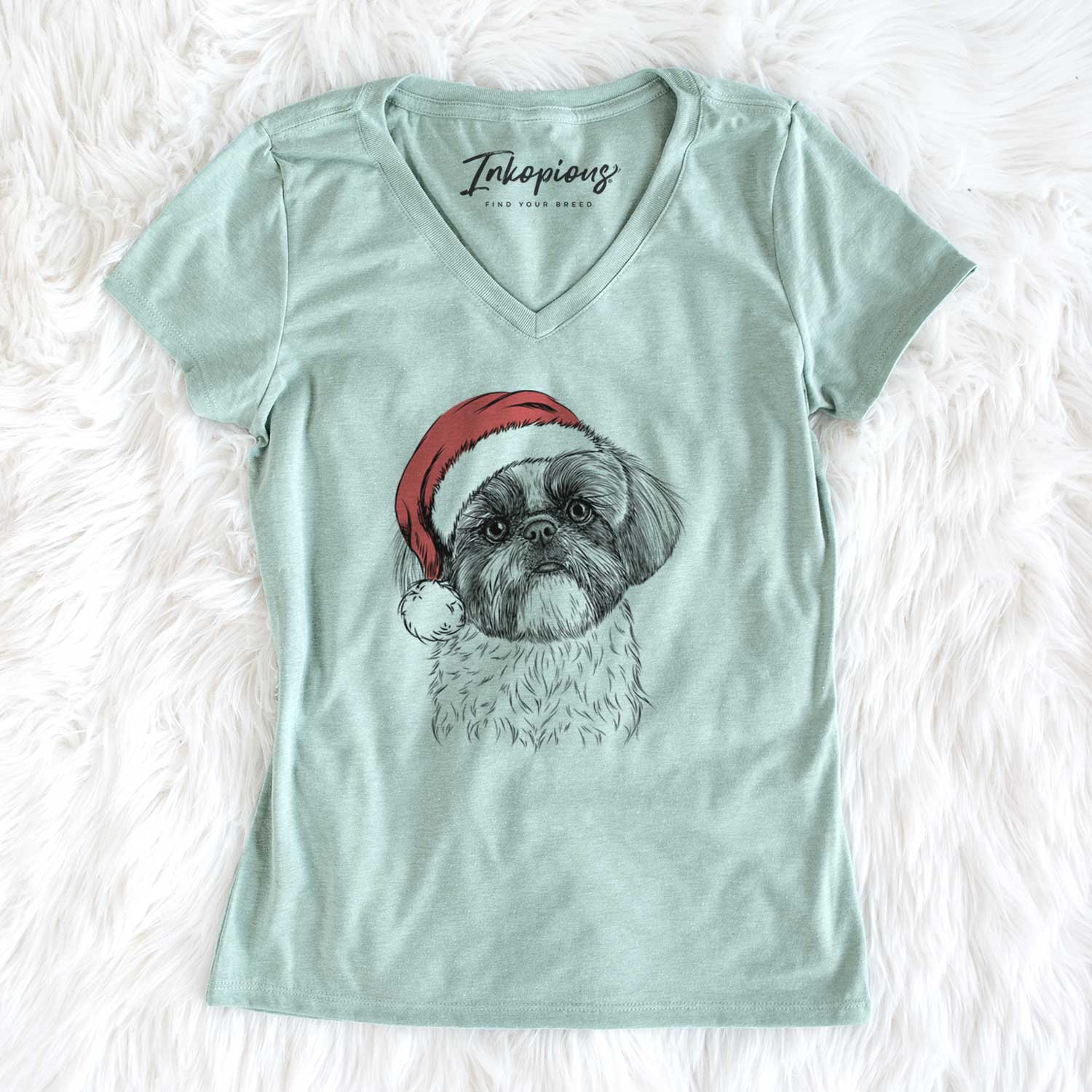 Santa Simon the Shih Tzu - Women's V-neck Shirt