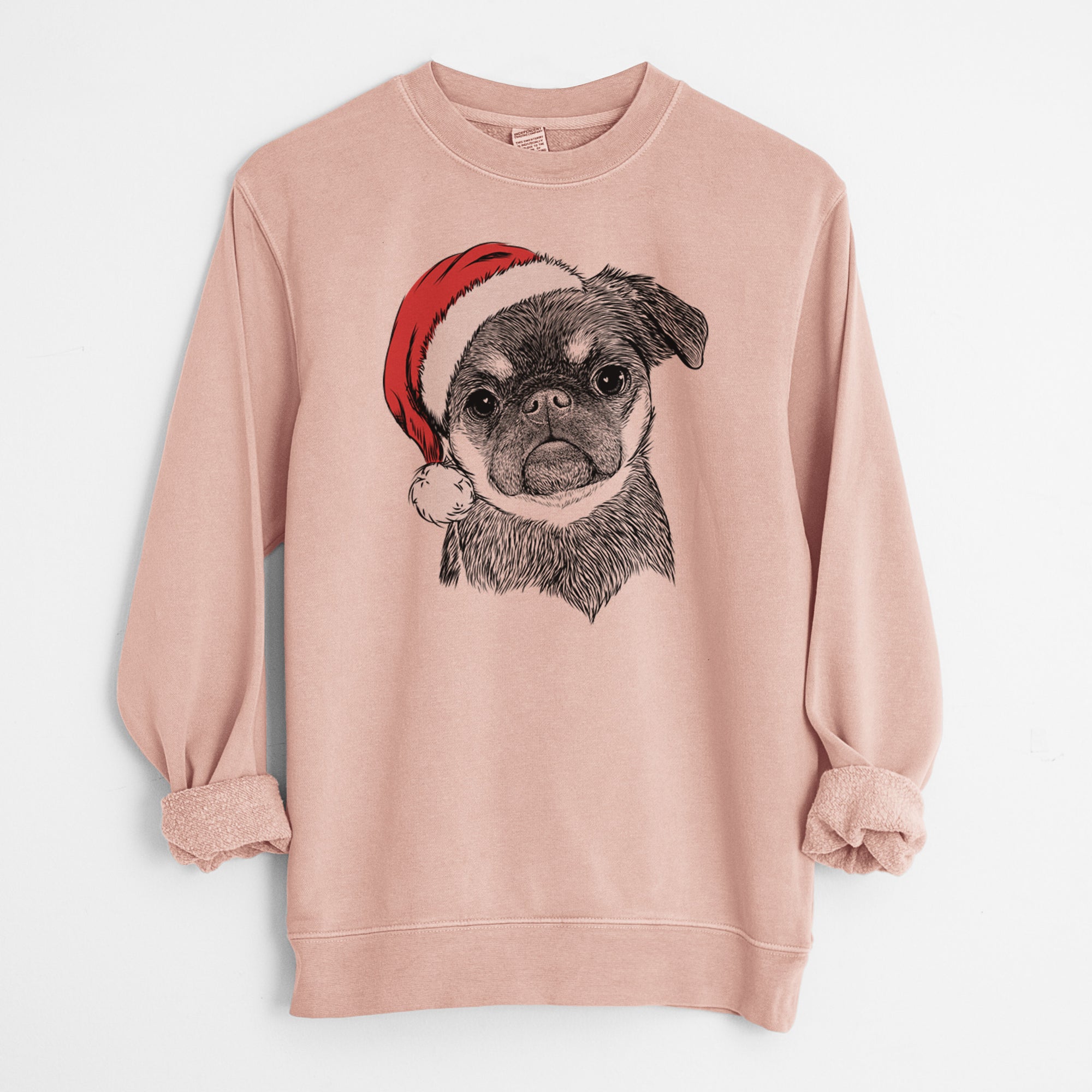 Santa Simone the Brussels Griffon - Unisex Pigment Dyed Crew Sweatshirt