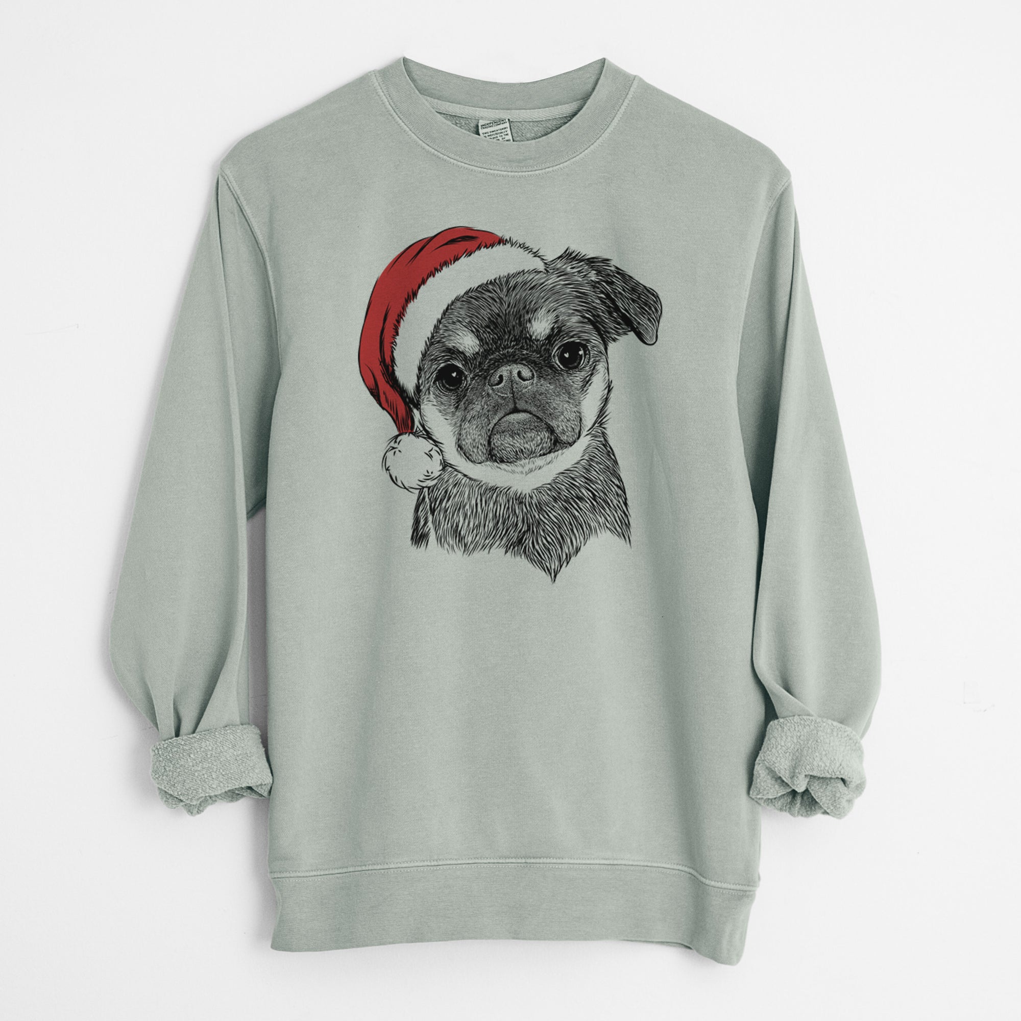 Santa Simone the Brussels Griffon - Unisex Pigment Dyed Crew Sweatshirt