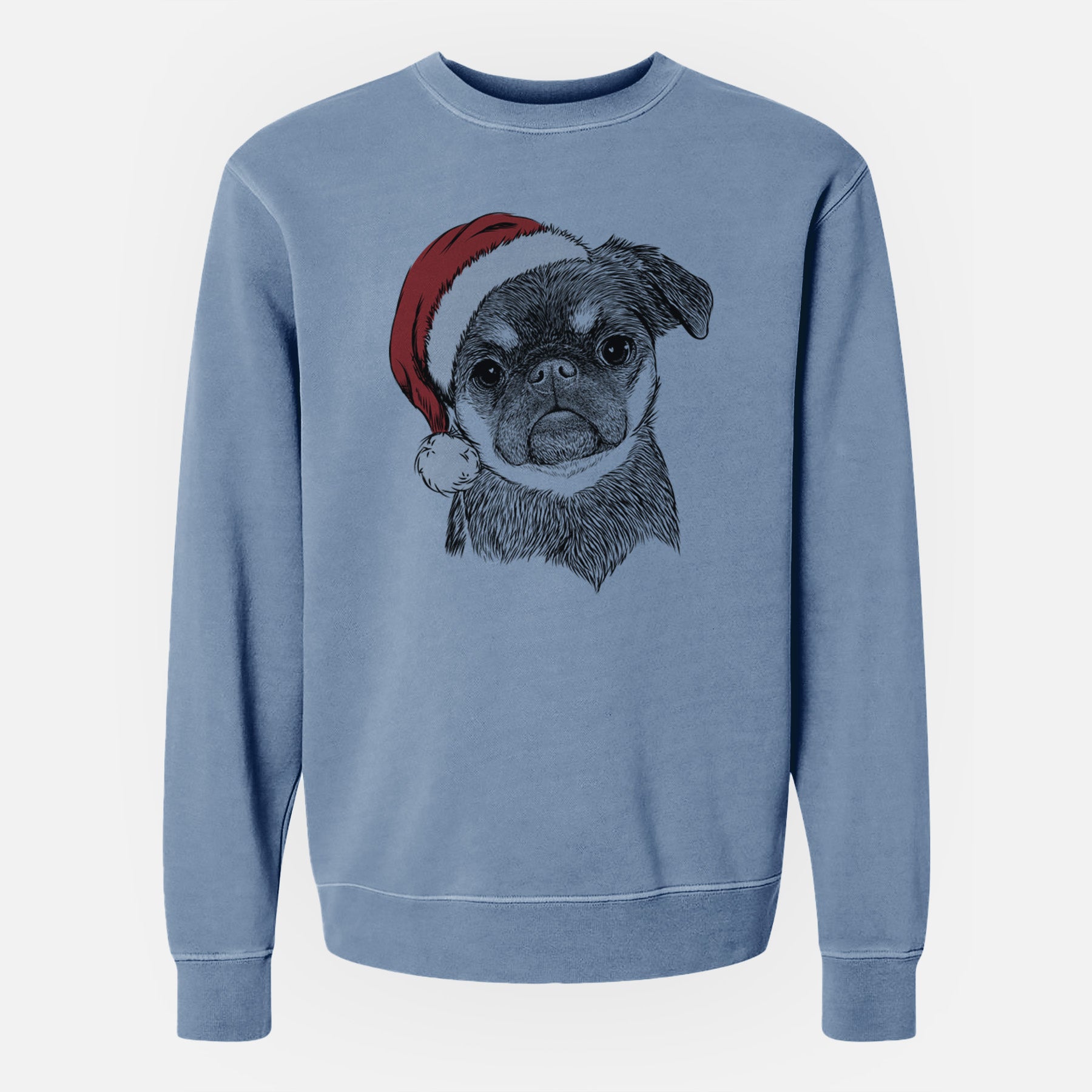 Santa Simone the Brussels Griffon - Unisex Pigment Dyed Crew Sweatshirt