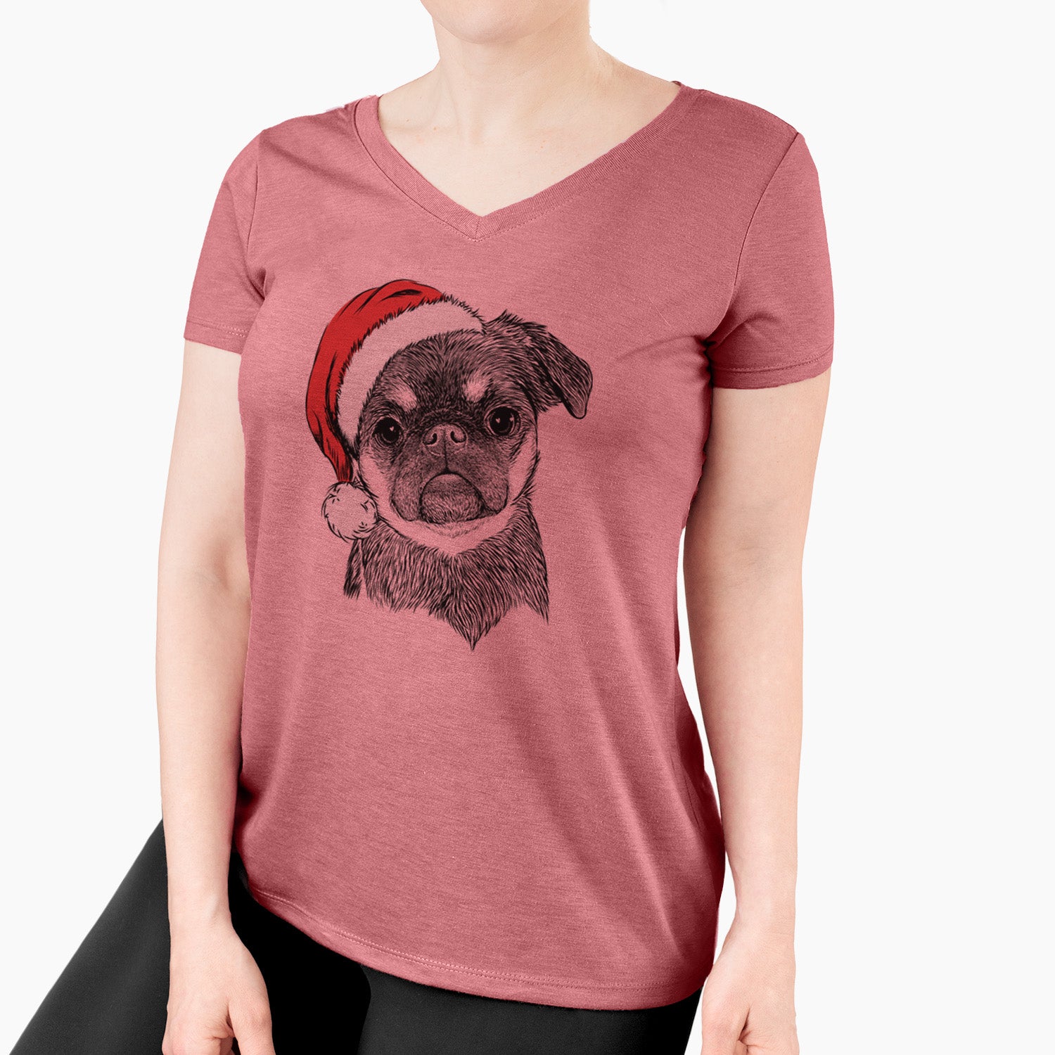 Santa Simone the Brussels Griffon - Women's Perfect V-neck Shirt