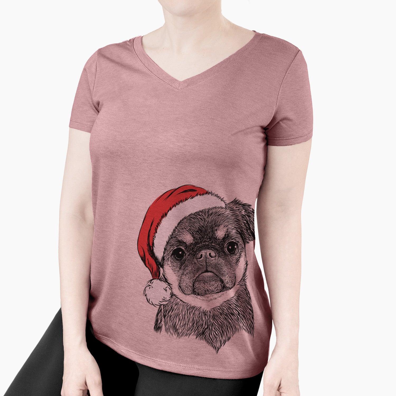 Santa Simone the Brussels Griffon - Women's Perfect V-neck Shirt