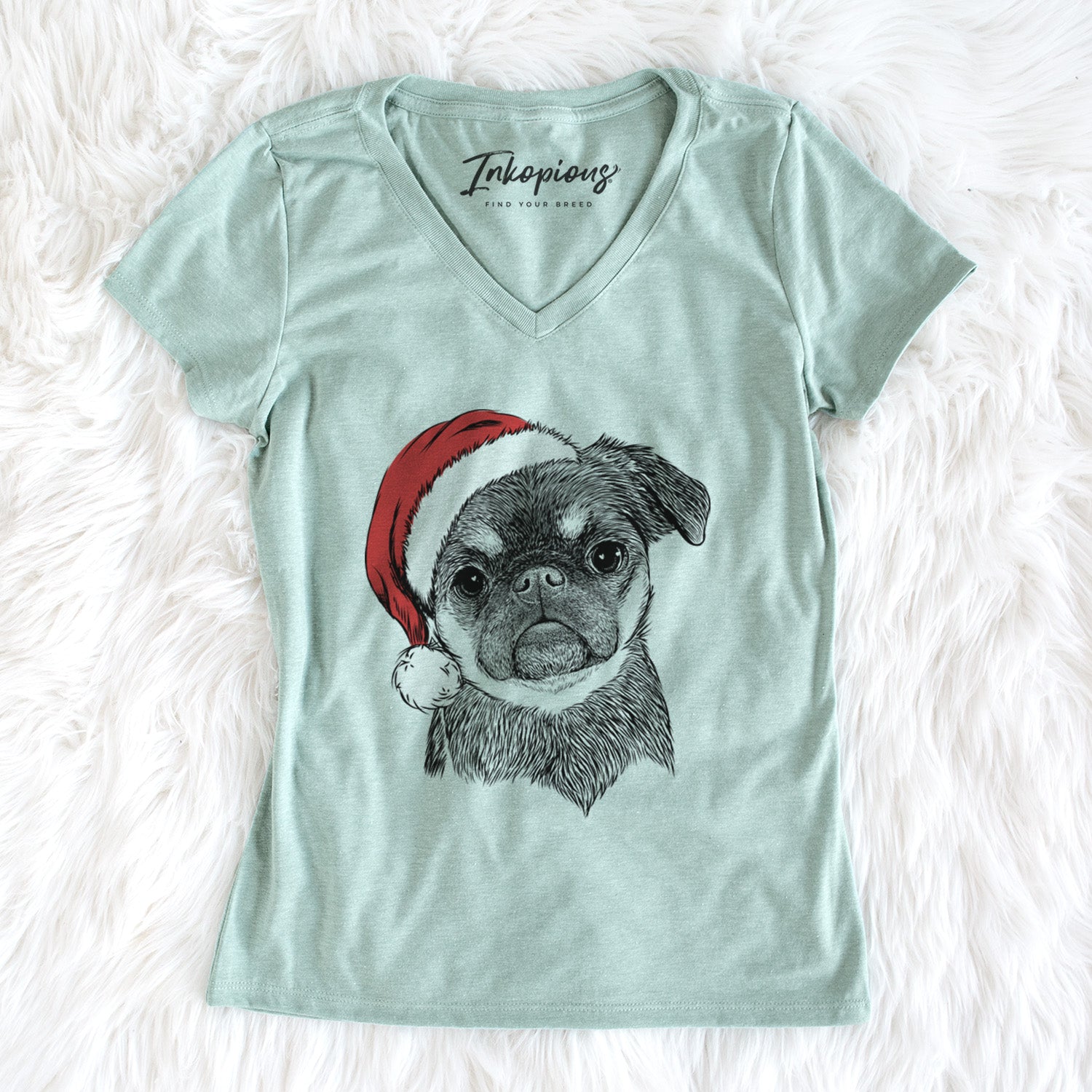 Santa Simone the Brussels Griffon - Women's Perfect V-neck Shirt