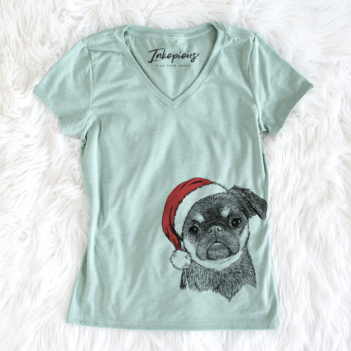 Santa Simone the Brussels Griffon - Women&#39;s Perfect V-neck Shirt