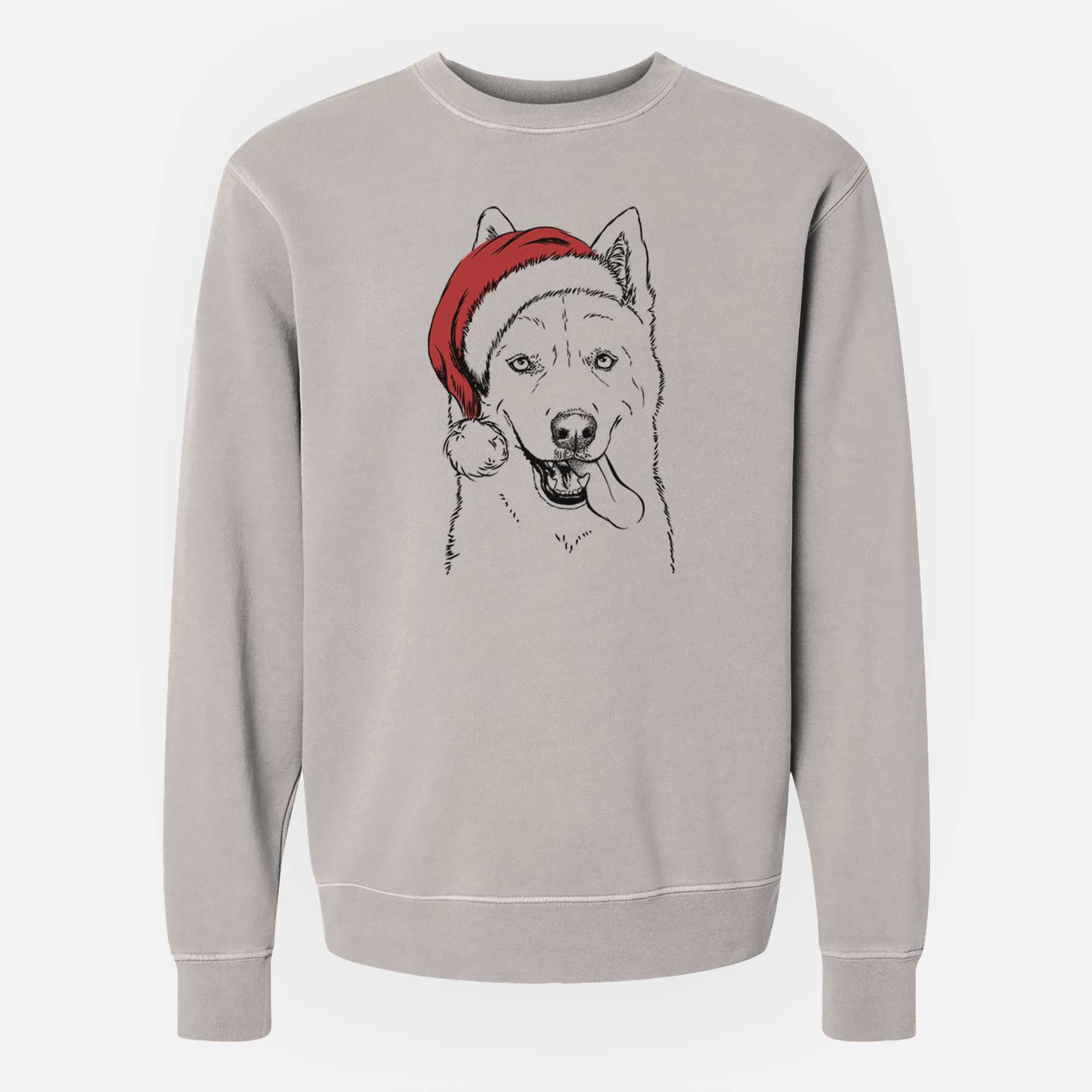 Santa Sinatra  the Siberian Husky - Unisex Pigment Dyed Crew Sweatshirt