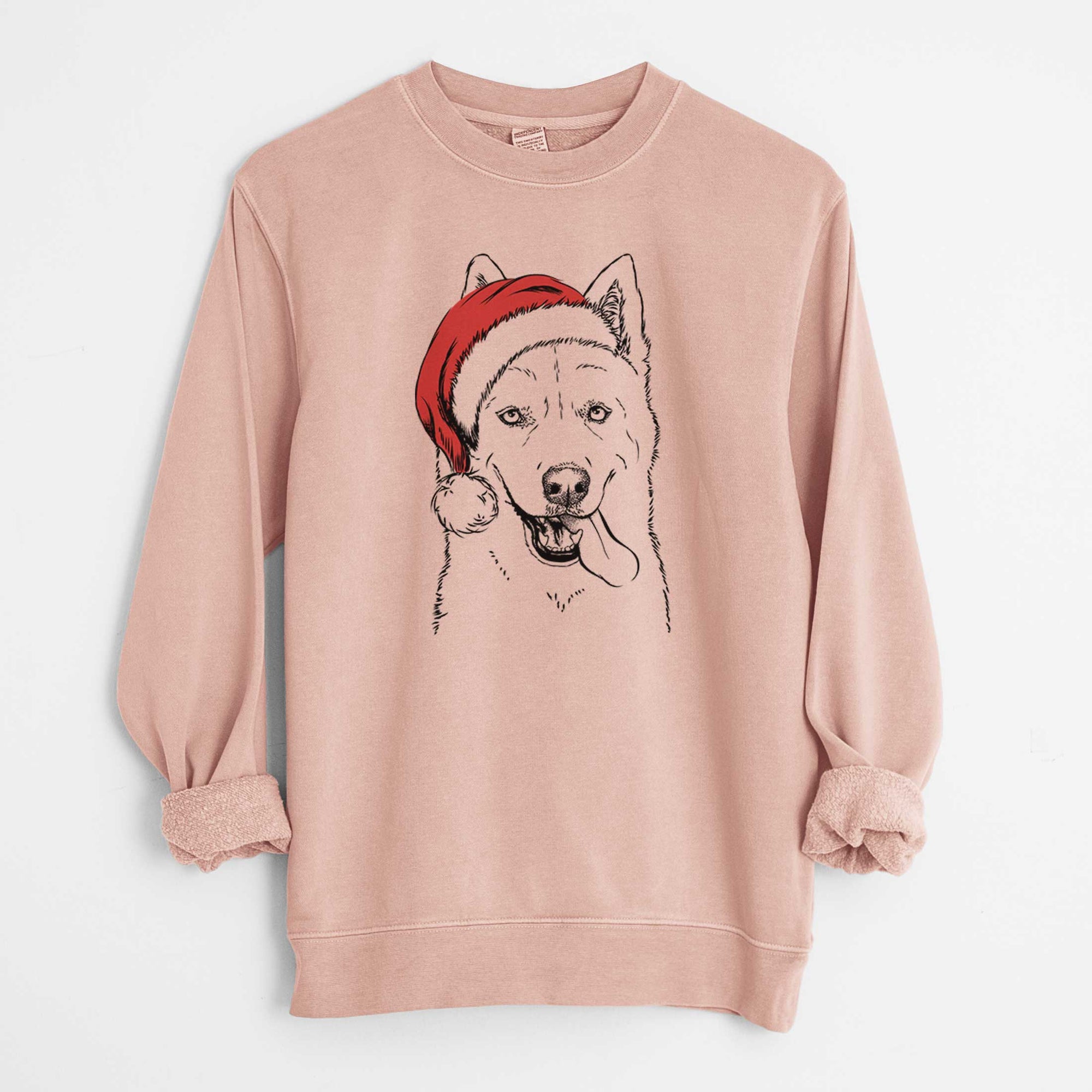 Santa Sinatra  the Siberian Husky - Unisex Pigment Dyed Crew Sweatshirt