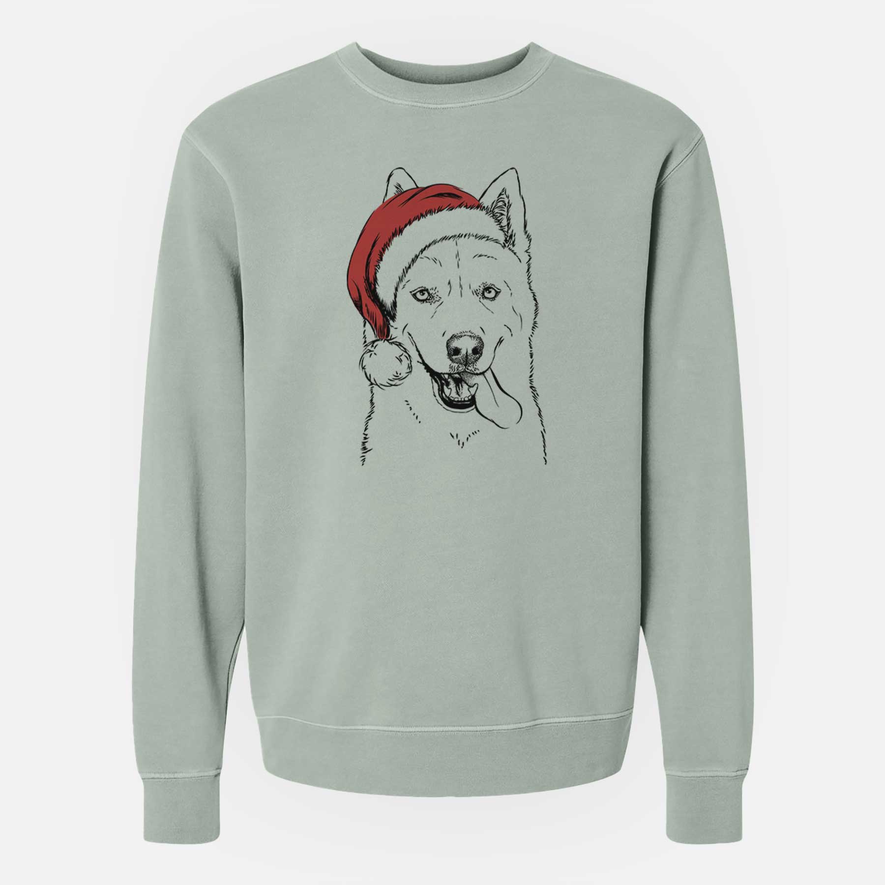 Santa Sinatra  the Siberian Husky - Unisex Pigment Dyed Crew Sweatshirt