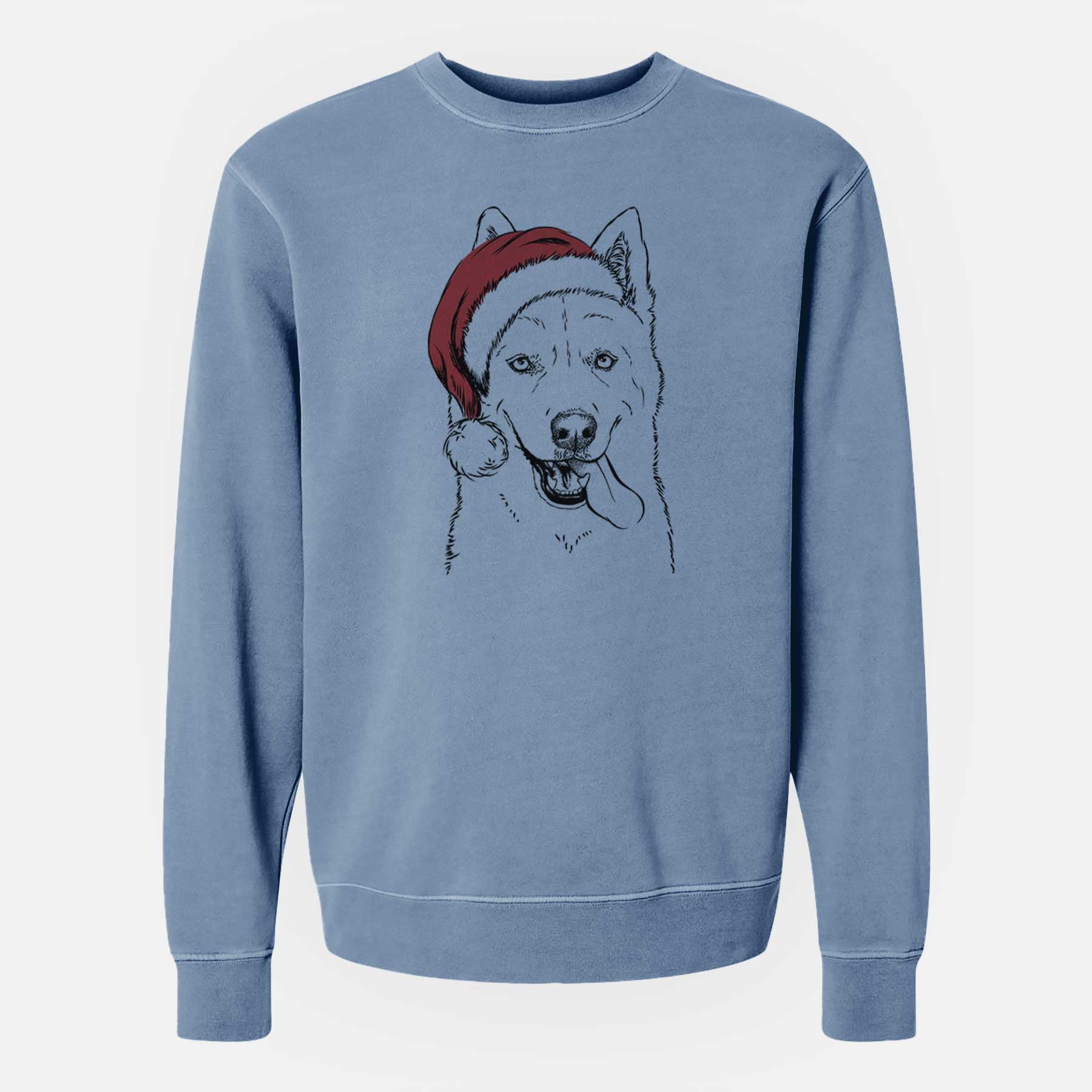 Santa Sinatra  the Siberian Husky - Unisex Pigment Dyed Crew Sweatshirt