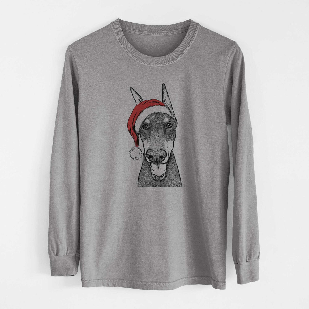 Santa Sir Duke the Doberman Pinscher - Heavyweight 100% Cotton Long Sleeve