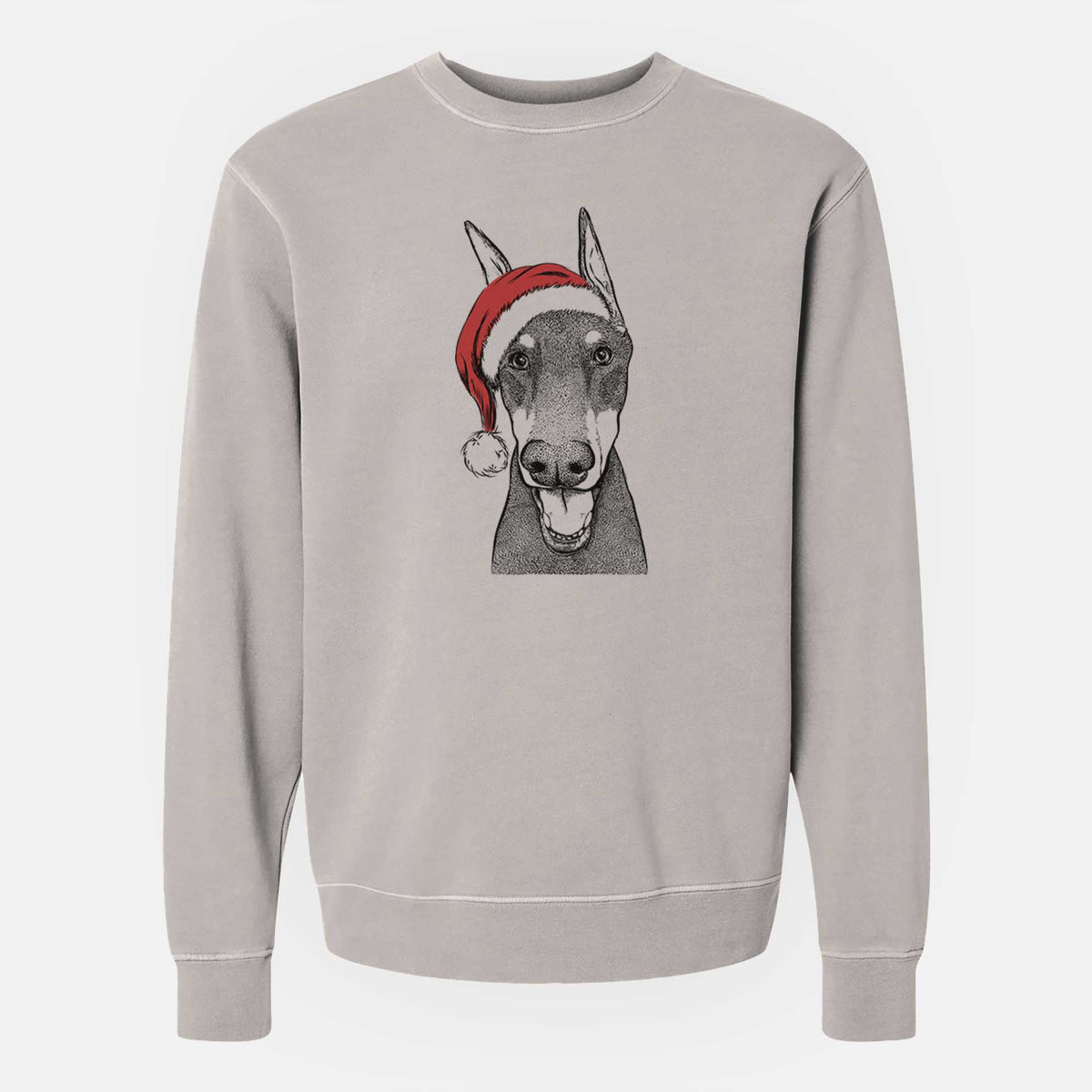 Santa Sir Duke the Doberman Pinscher - Unisex Pigment Dyed Crew Sweatshirt