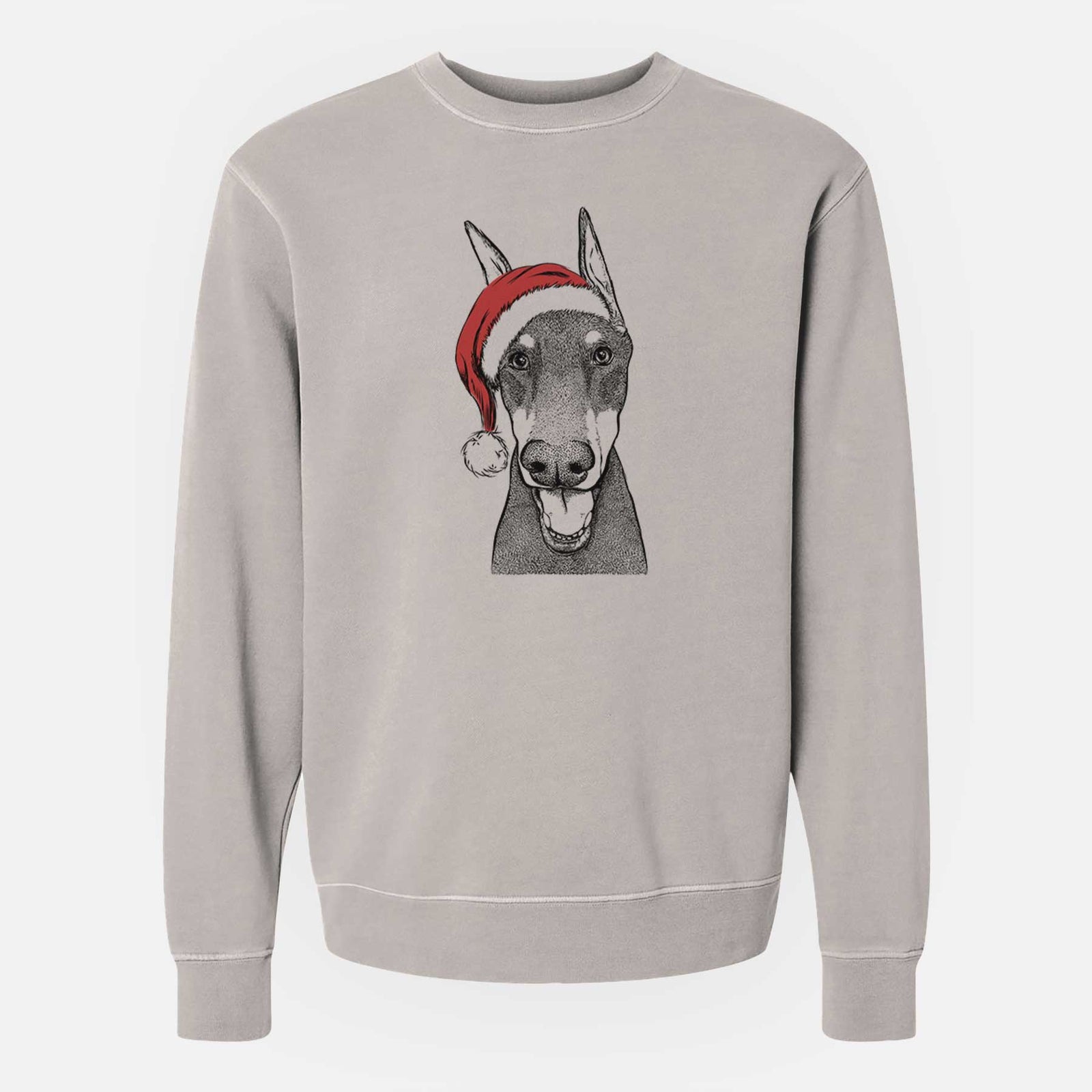 Santa Sir Duke the Doberman Pinscher - Unisex Pigment Dyed Crew Sweatshirt