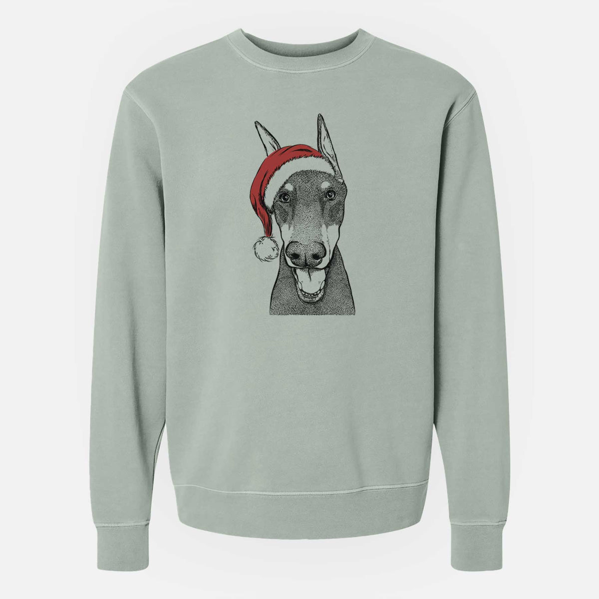 Santa Sir Duke the Doberman Pinscher - Unisex Pigment Dyed Crew Sweatshirt