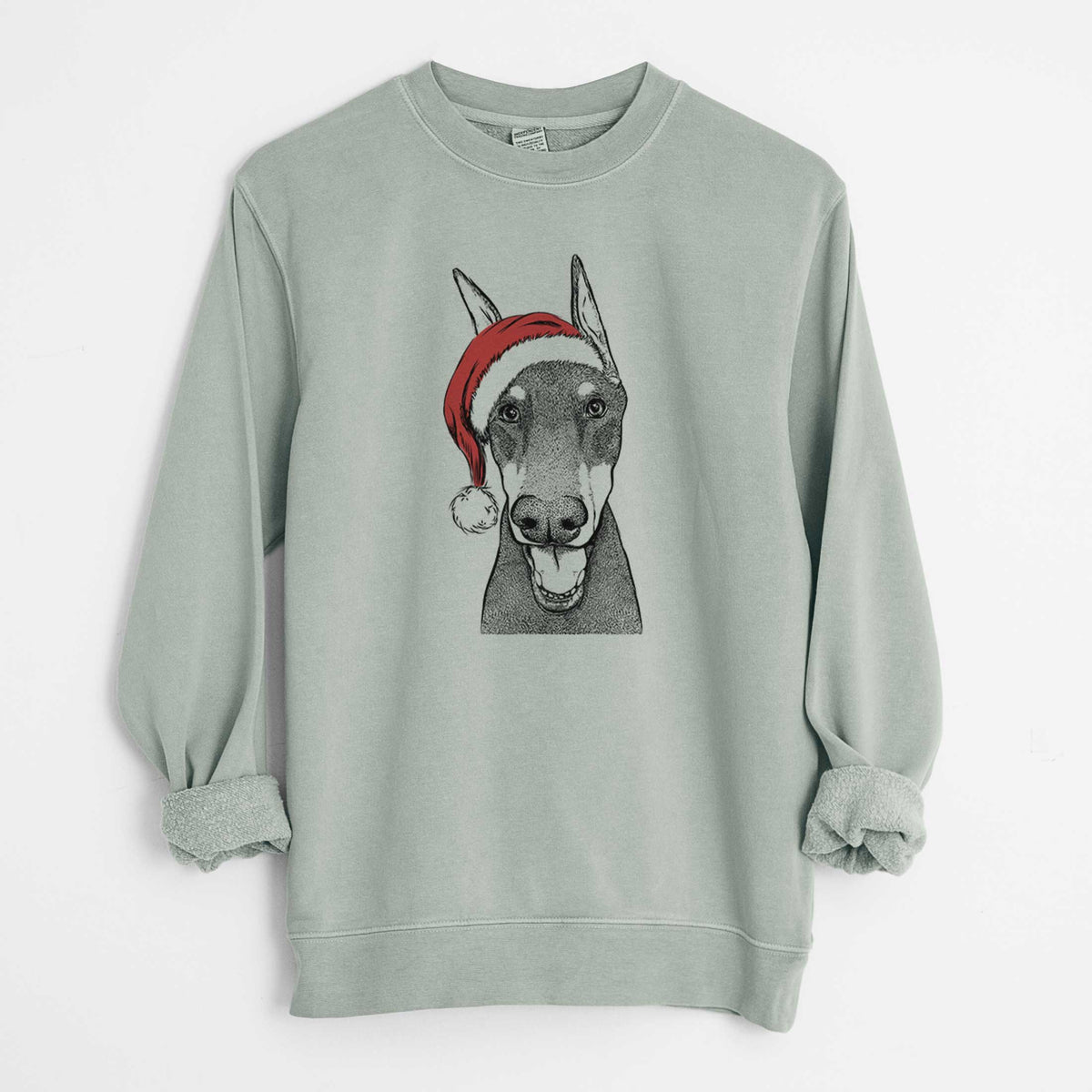 Santa Sir Duke the Doberman Pinscher - Unisex Pigment Dyed Crew Sweatshirt