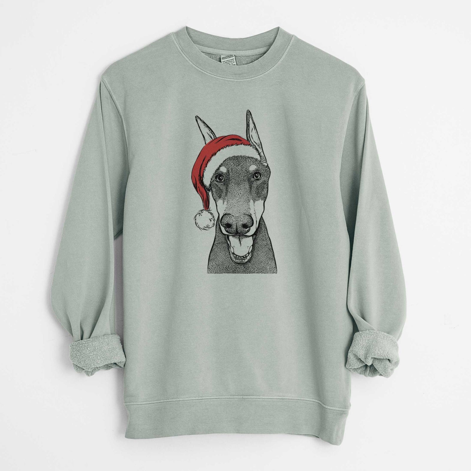 Santa Sir Duke the Doberman Pinscher - Unisex Pigment Dyed Crew Sweatshirt