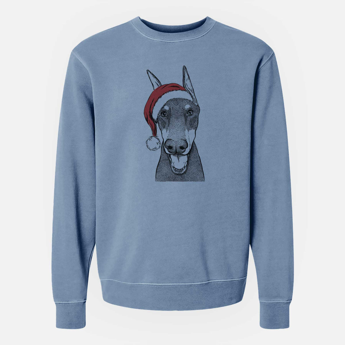 Santa Sir Duke the Doberman Pinscher - Unisex Pigment Dyed Crew Sweatshirt
