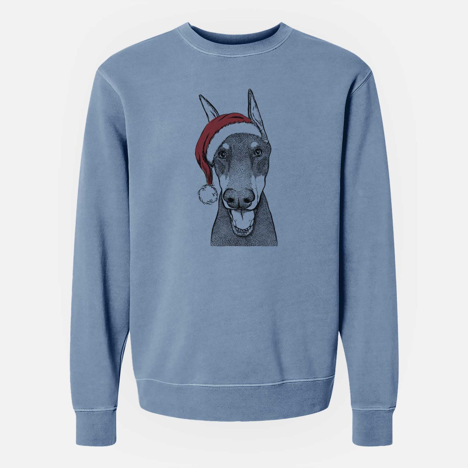 Santa Sir Duke the Doberman Pinscher - Unisex Pigment Dyed Crew Sweatshirt