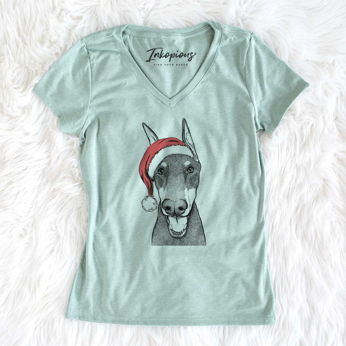 Santa Sir Duke the Doberman Pinscher - Women's V-neck Shirt