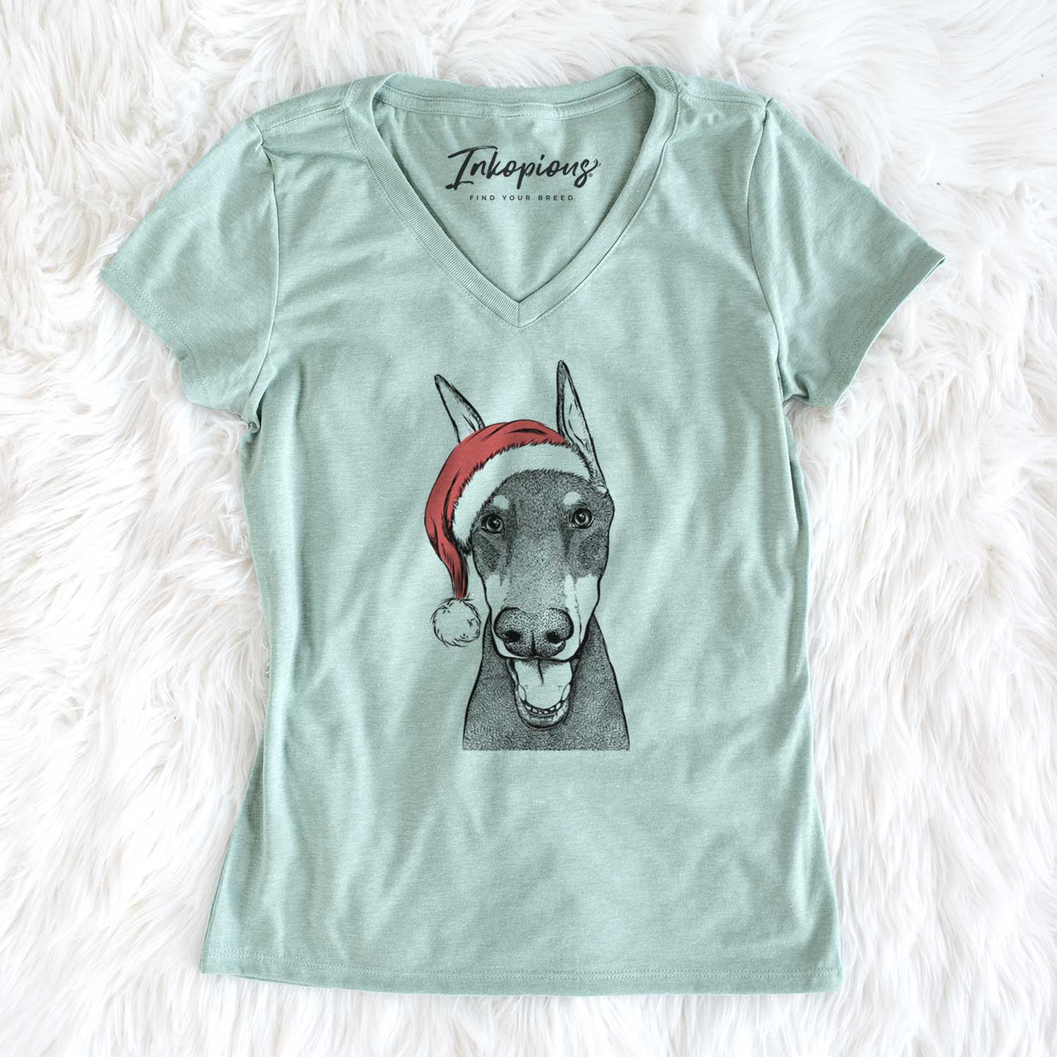 Santa Sir Duke the Doberman Pinscher - Women's V-neck Shirt