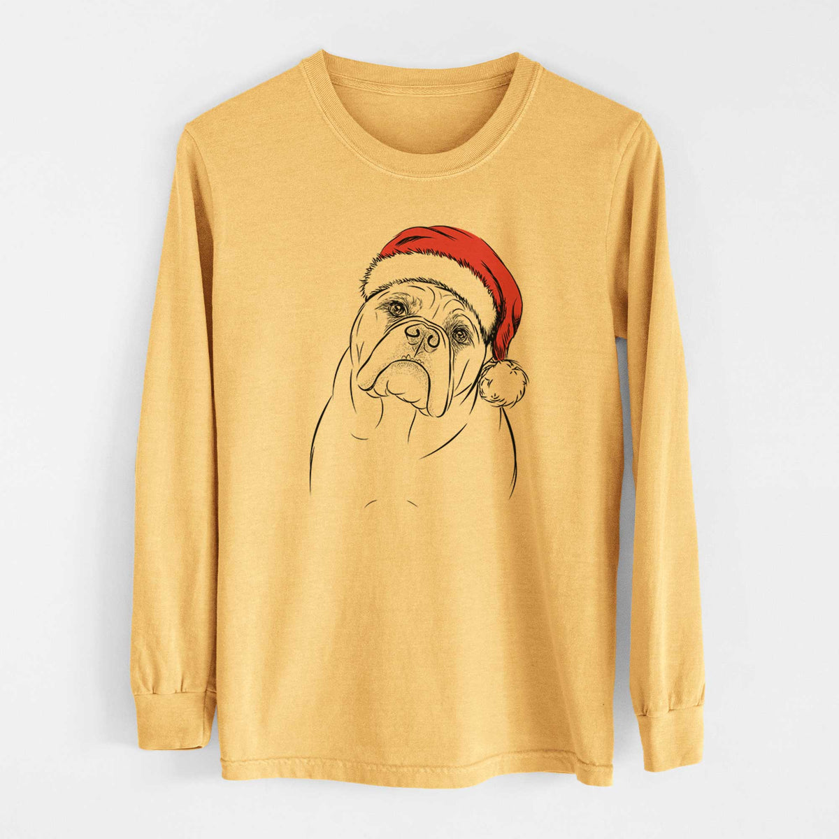 Santa Sir Louis the English Bulldog - Heavyweight 100% Cotton Long Sleeve