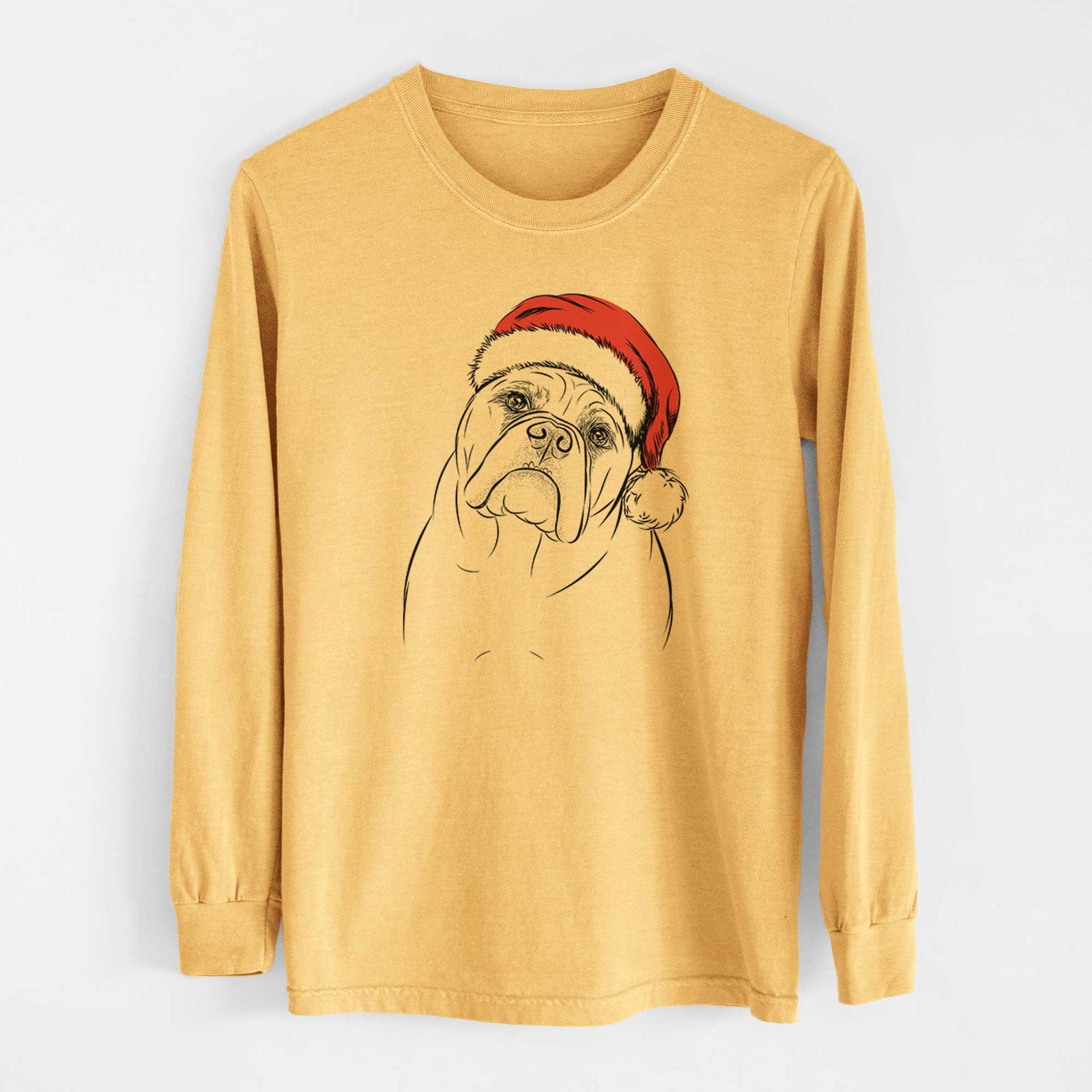 Santa Sir Louis the English Bulldog - Heavyweight 100% Cotton Long Sleeve