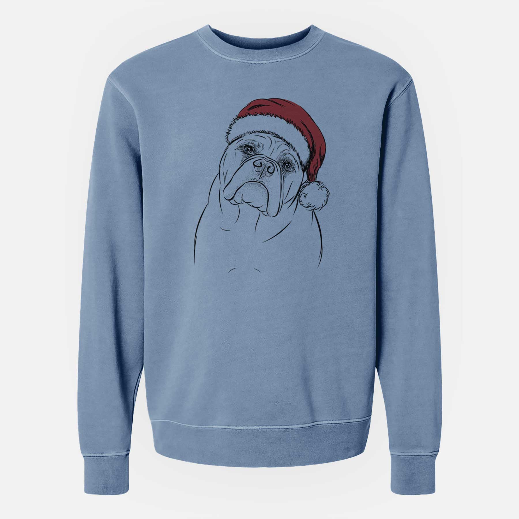 Santa Sir Louis the English Bulldog - Unisex Pigment Dyed Crew Sweatshirt